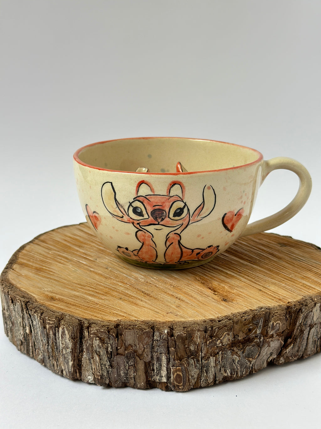 Stitch pink handmade mug