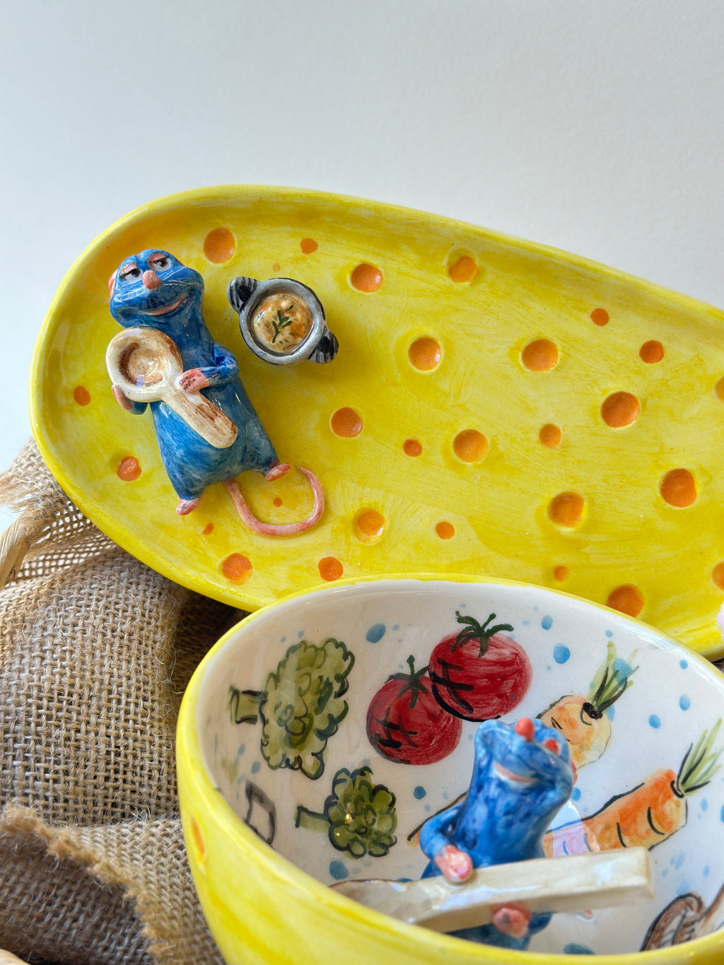 Ratatouille Remy handmade mug, plate and keychain