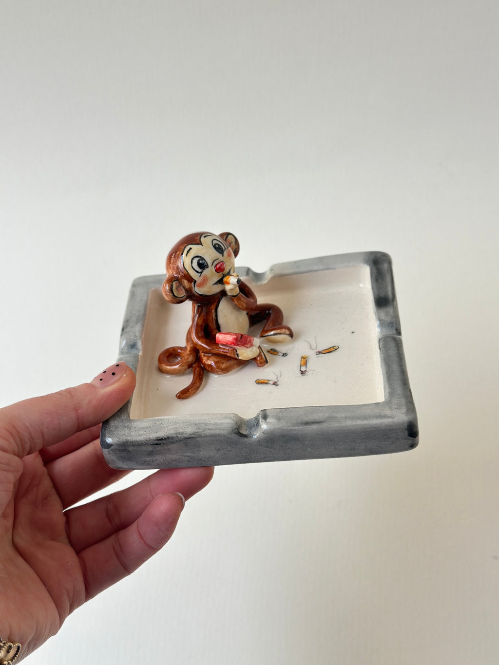 Handmade monkey ashtray