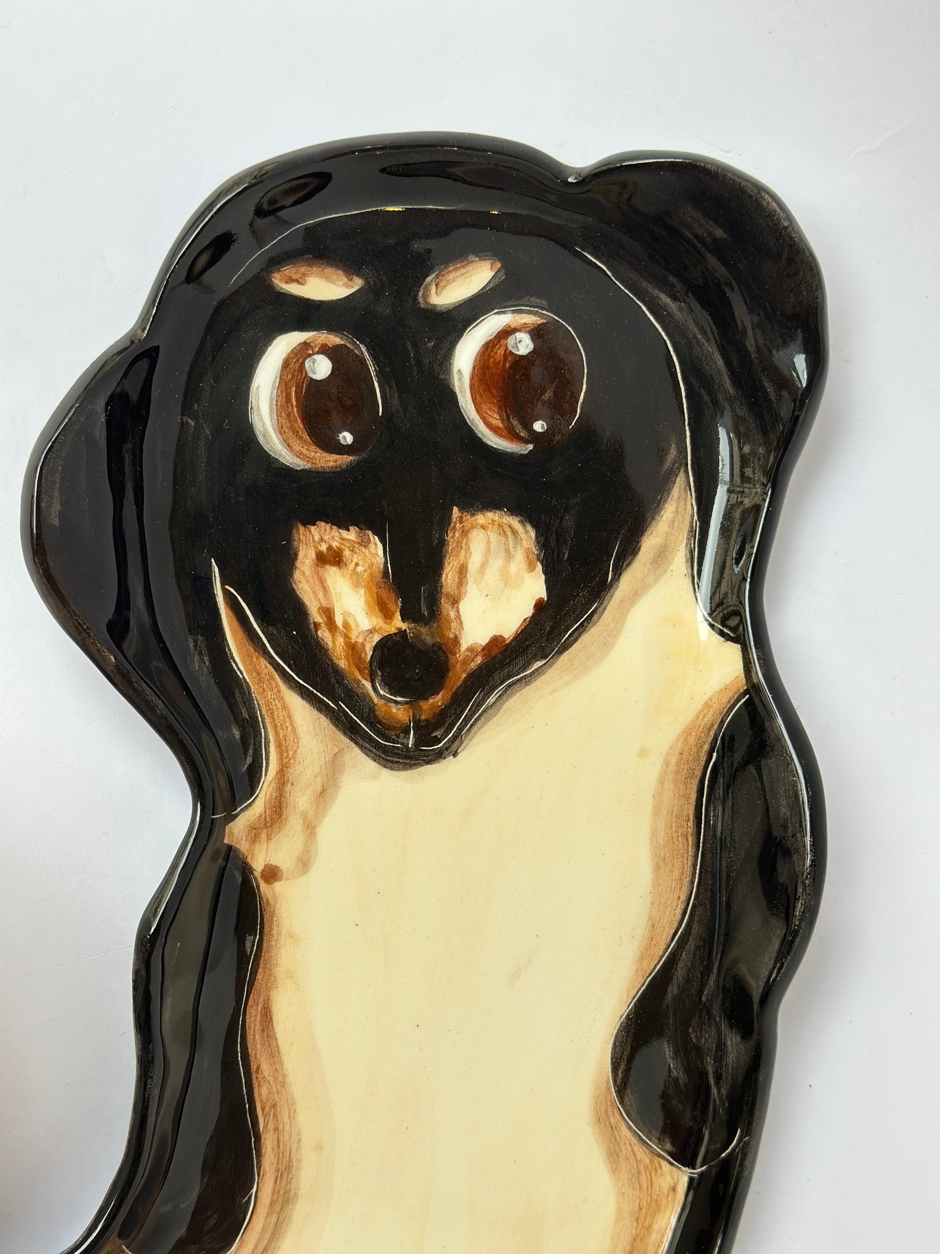 Dachshund handmade plate (33x15)