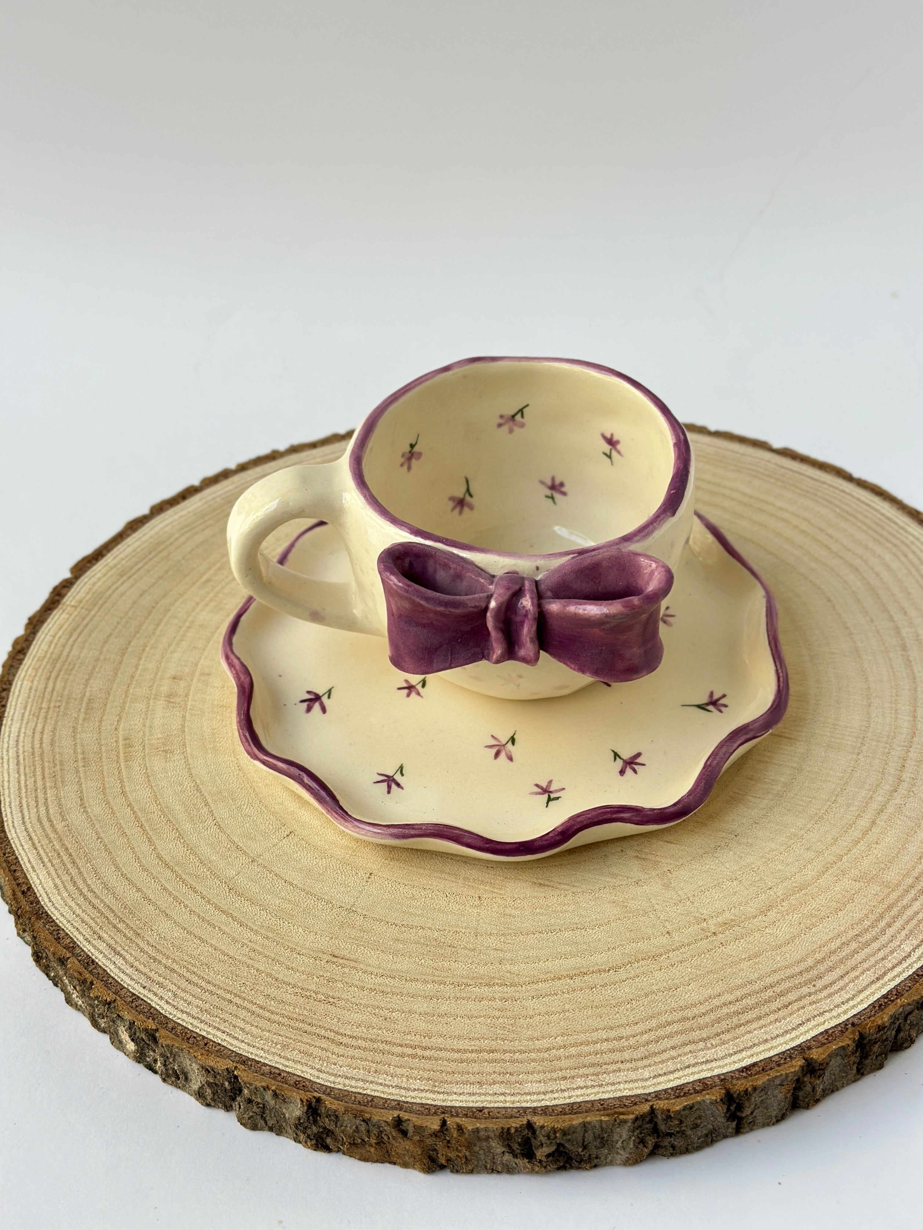 Handmade purple mug and plate