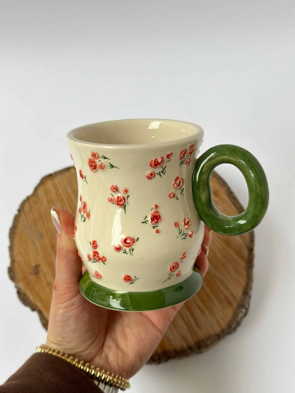Handmade mug flowers roses