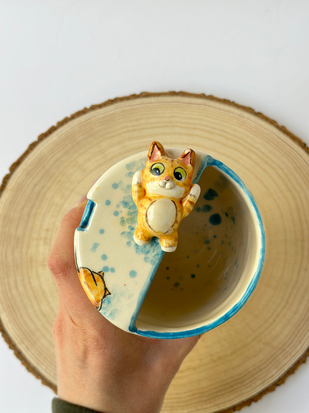 Cat handmade takeaway mug