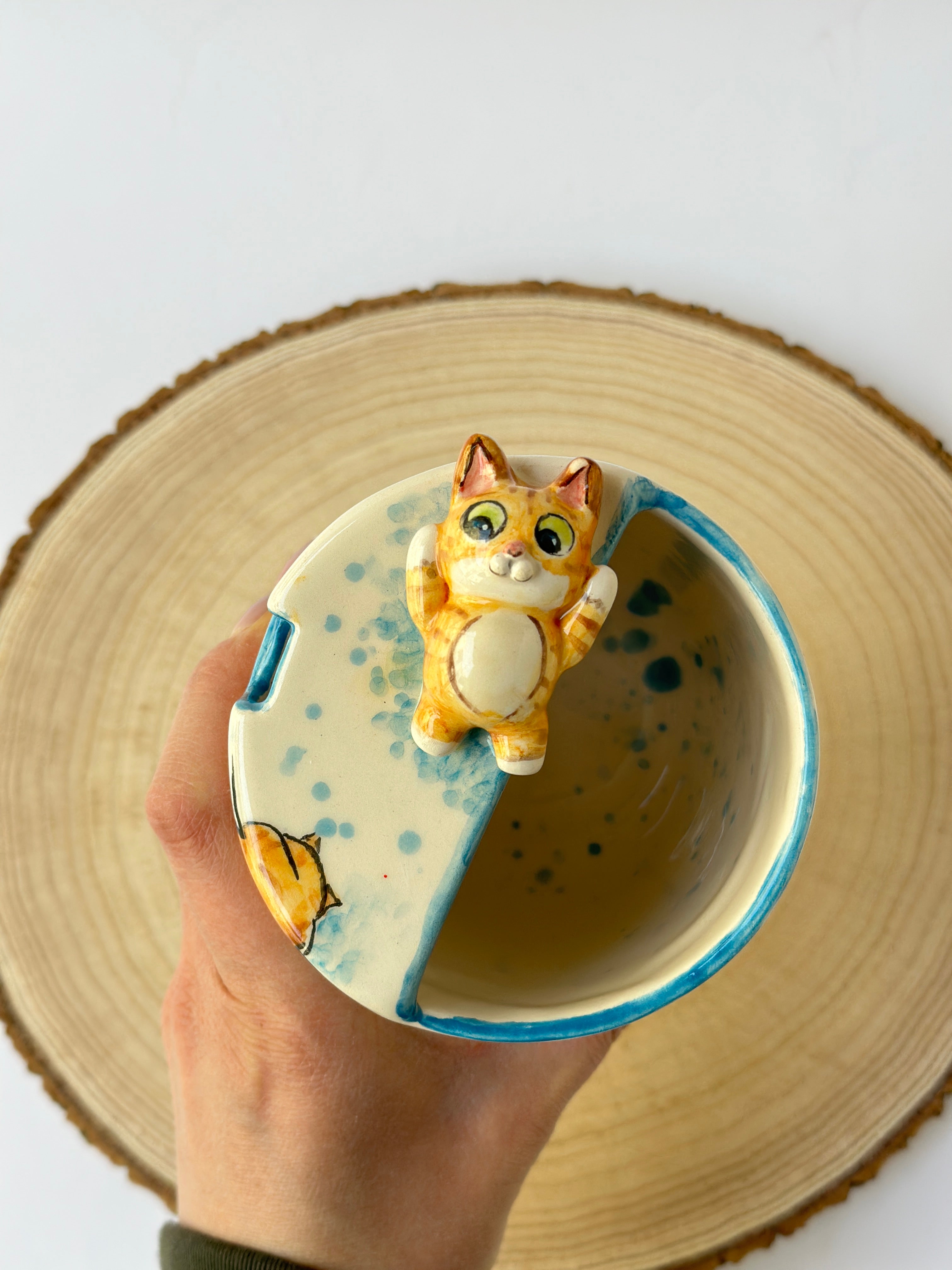 Cat handmade takeaway mug