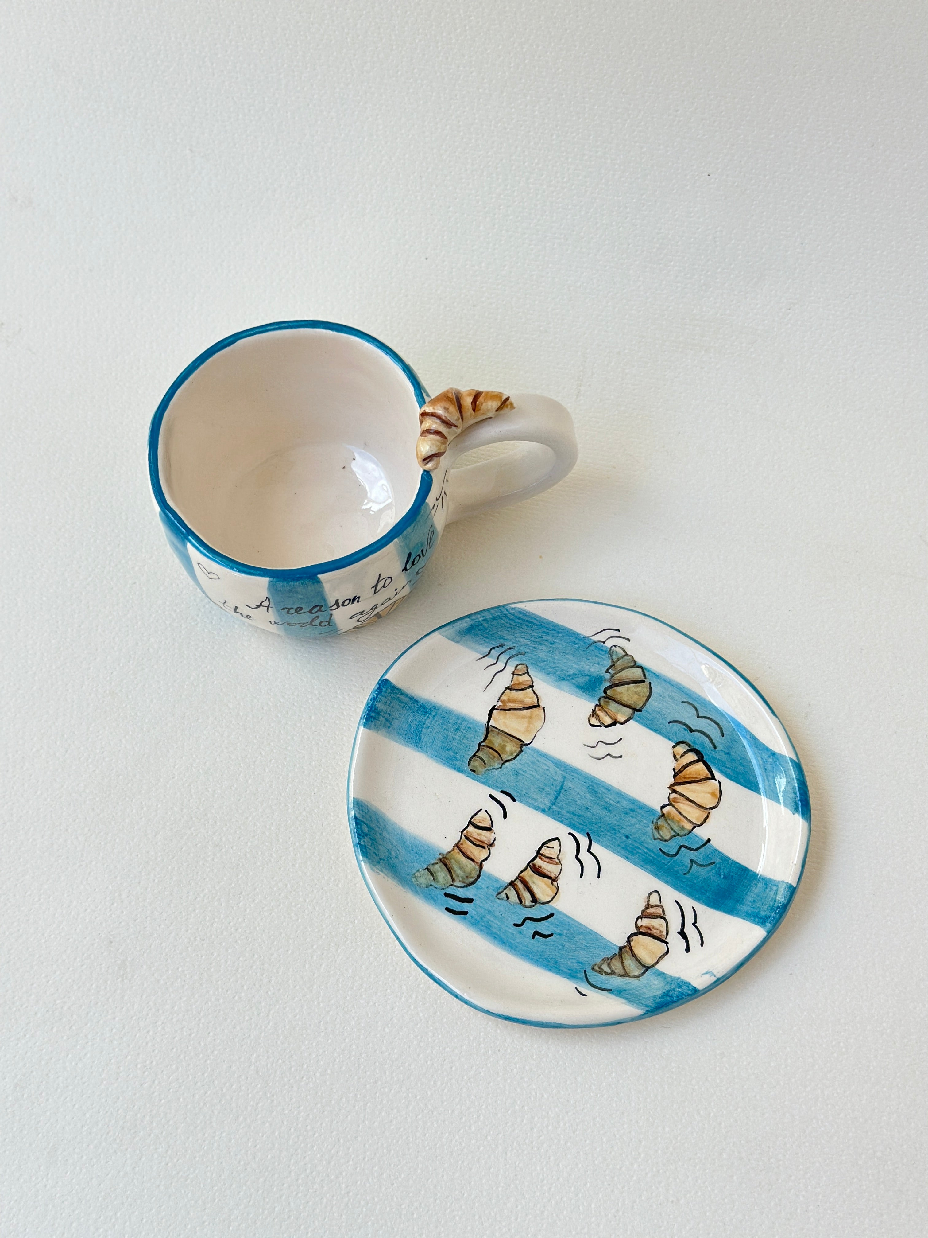 Croissant handmade coffee mug small
