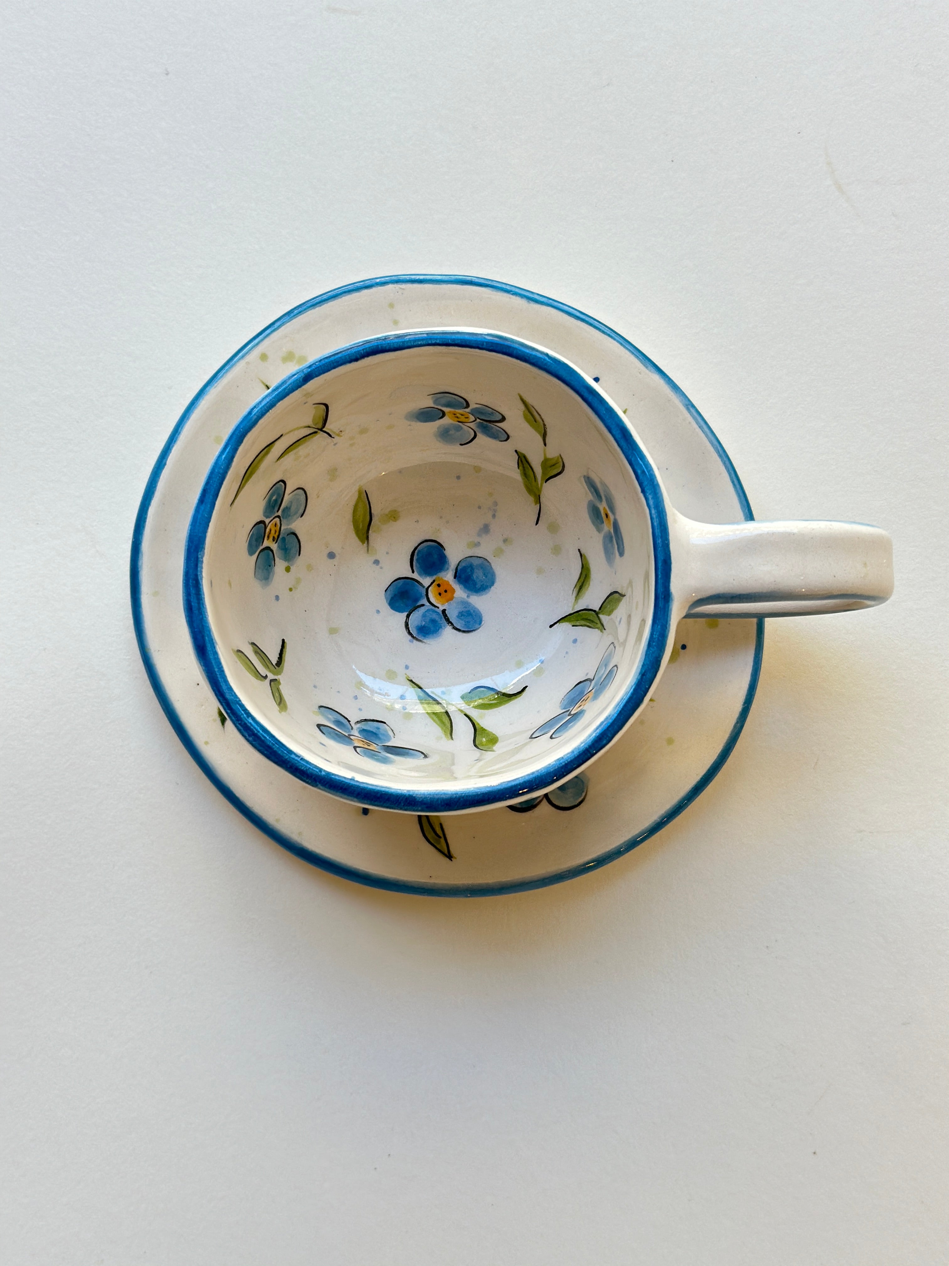 Flowers handmade cup and plate