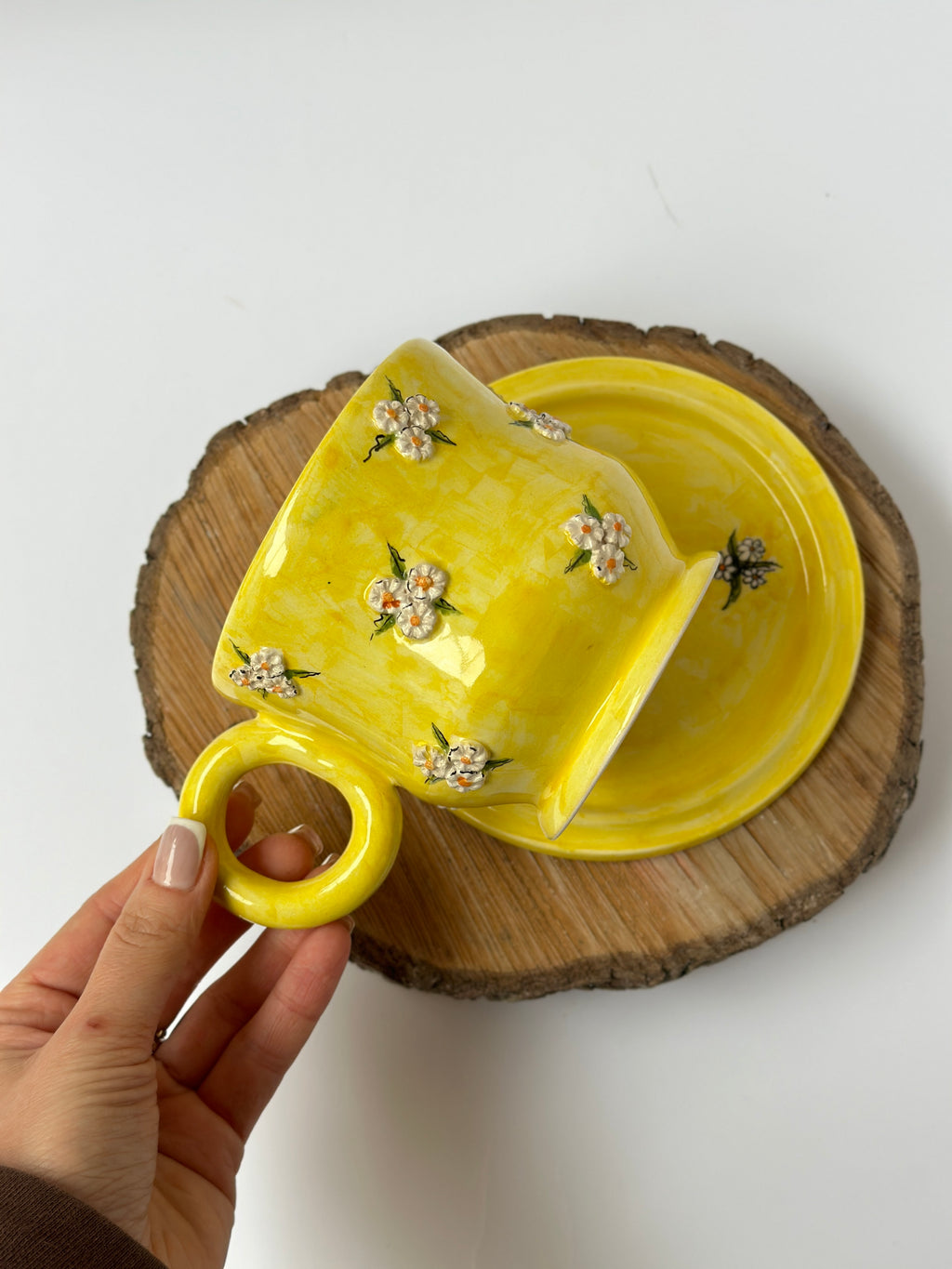 Daisy handmade mug and plate