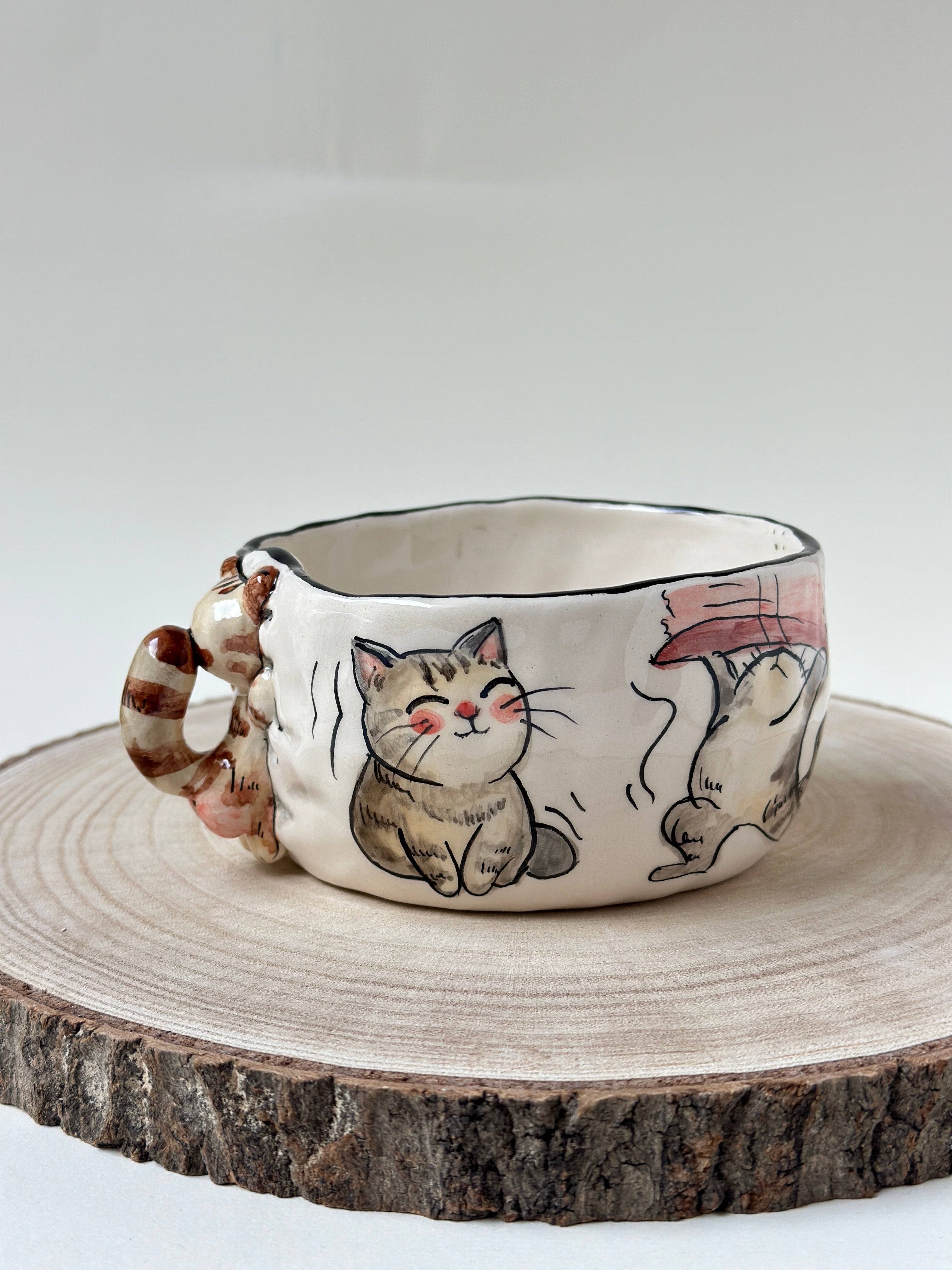 Cat handmade bowl
