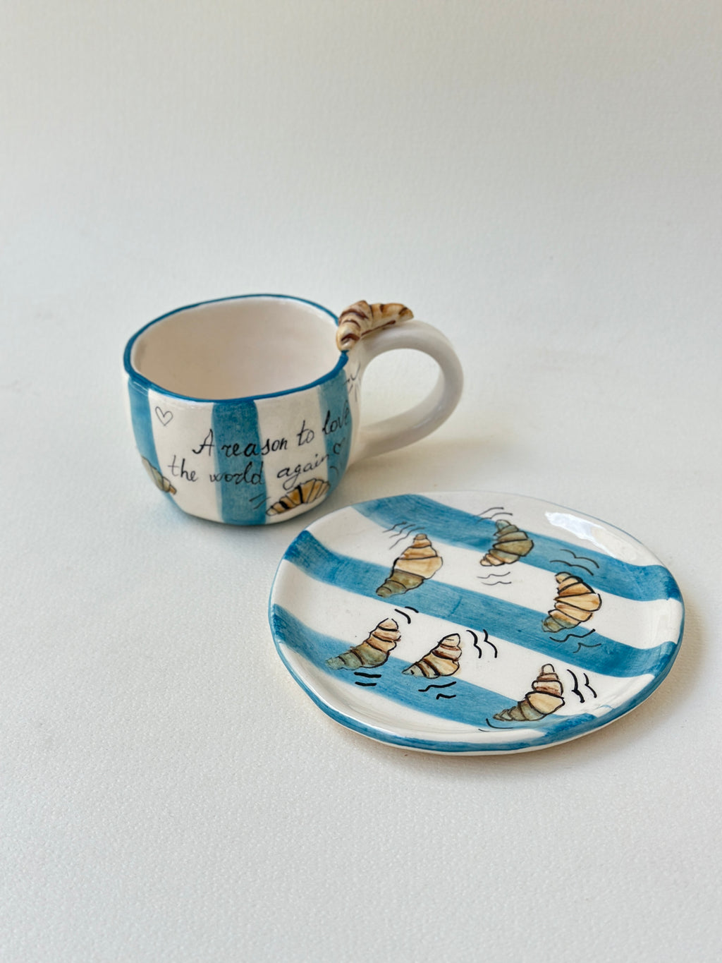Croissant handmade coffee mug small