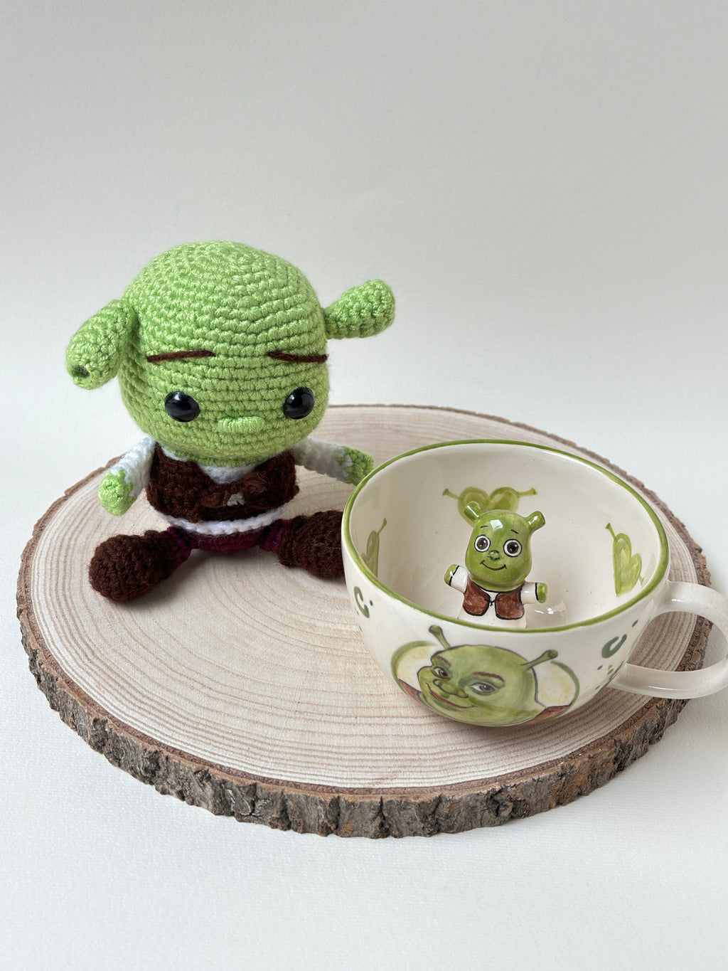 Shrek mug and toy handmade