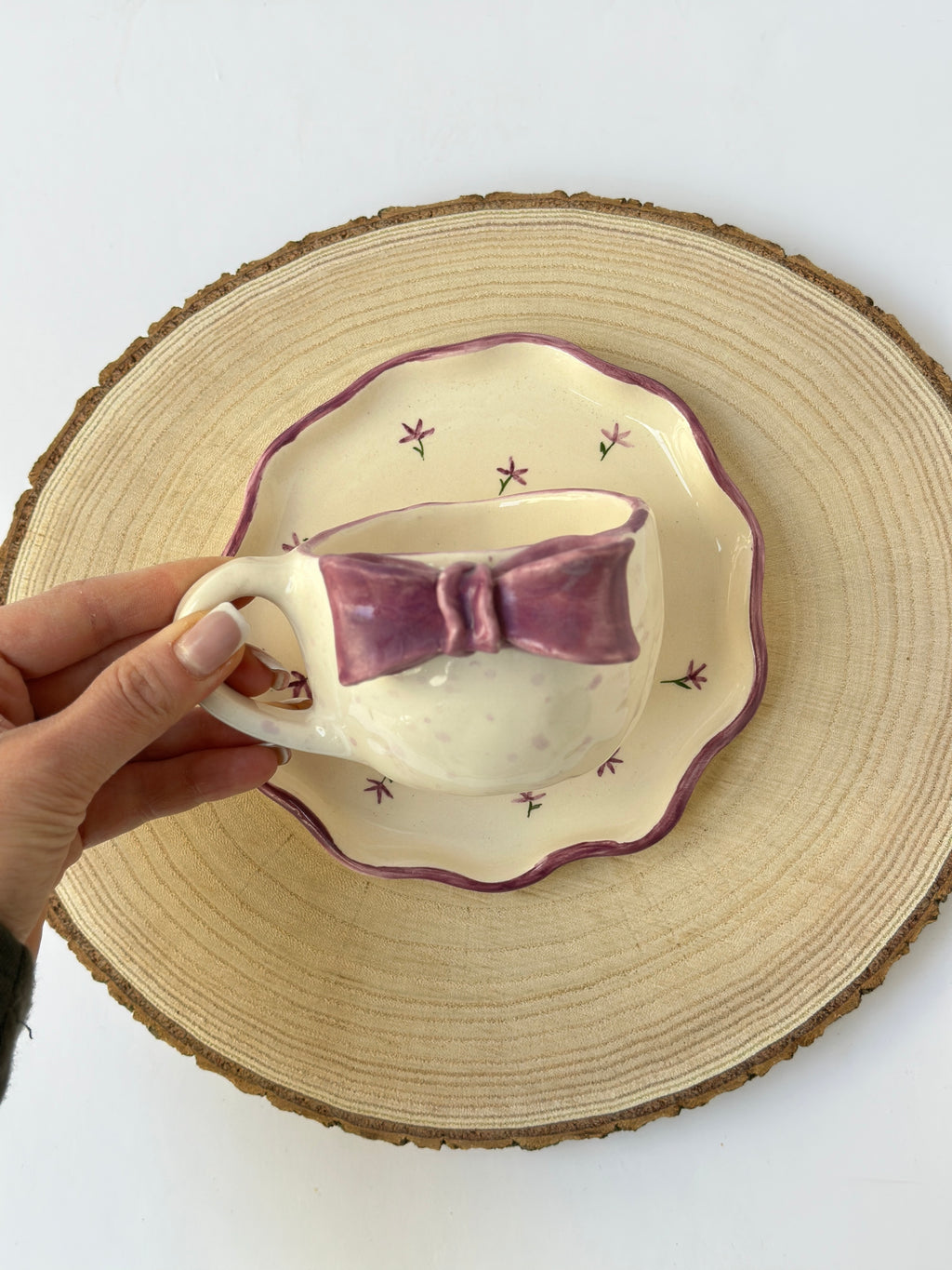 Handmade purple mug and plate