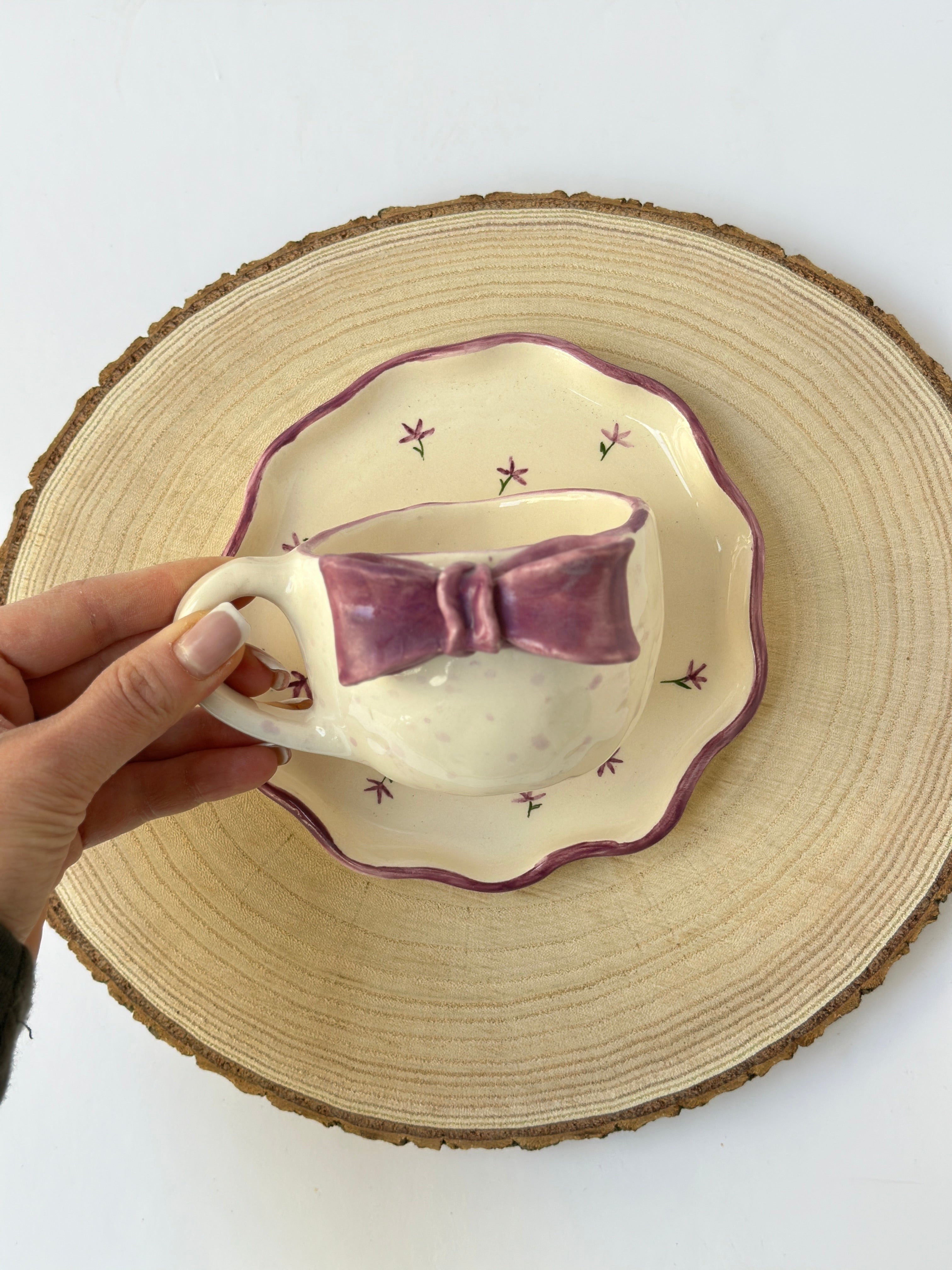 Handmade purple mug and plate
