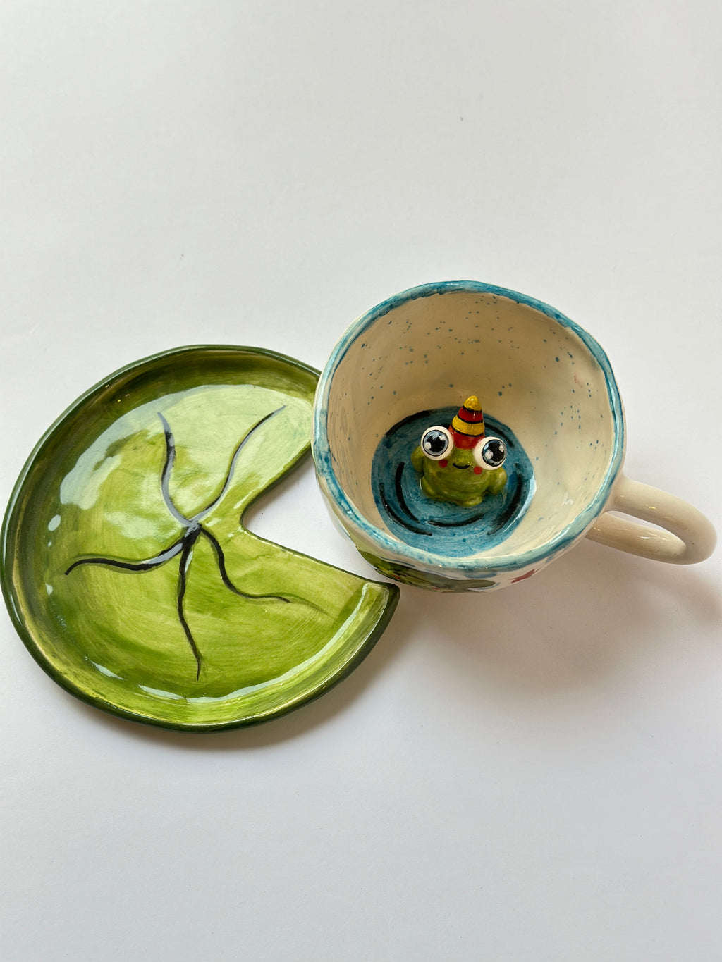 Frog handmade cup and plate