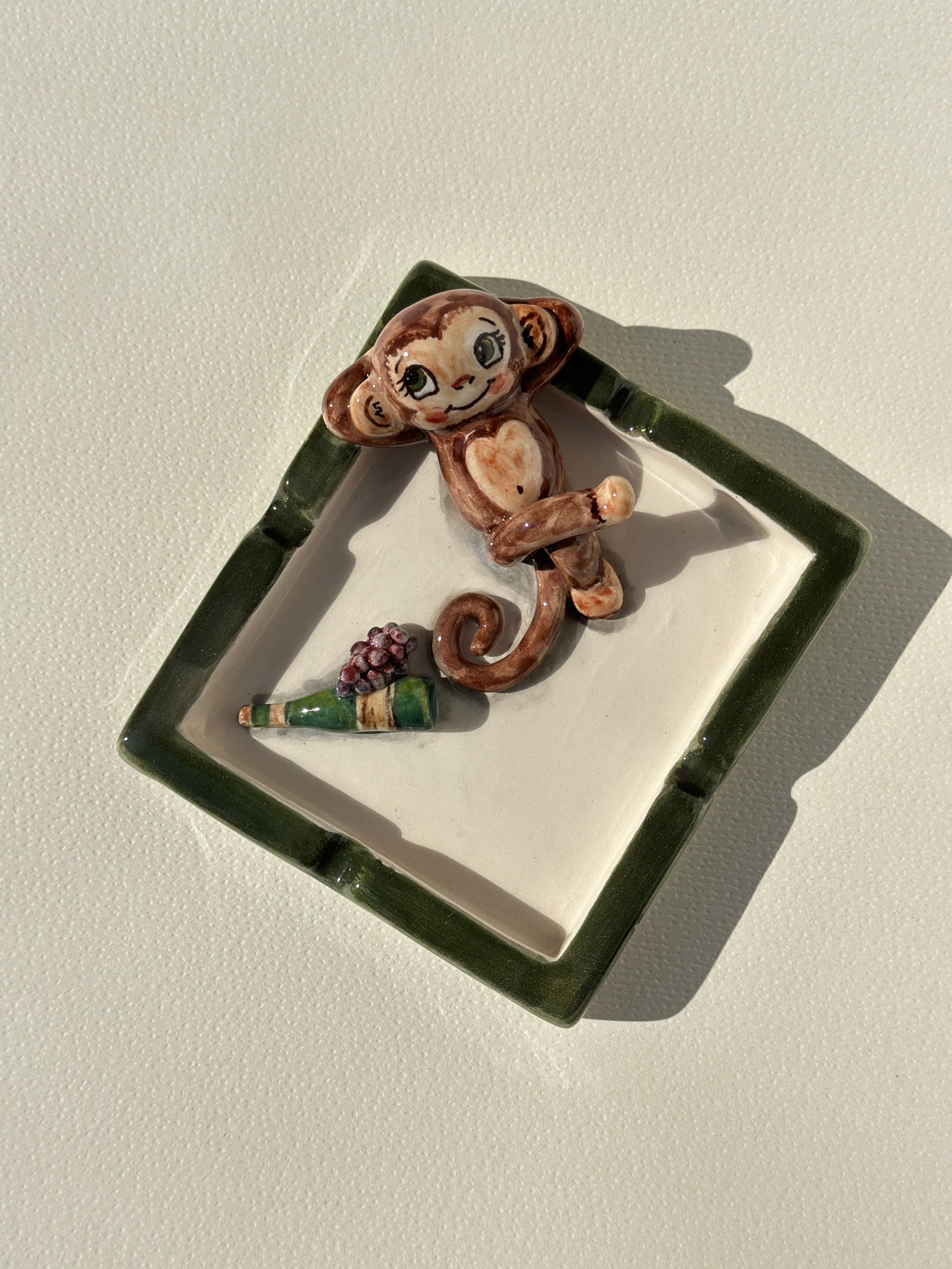 Monkey handmade ashtray