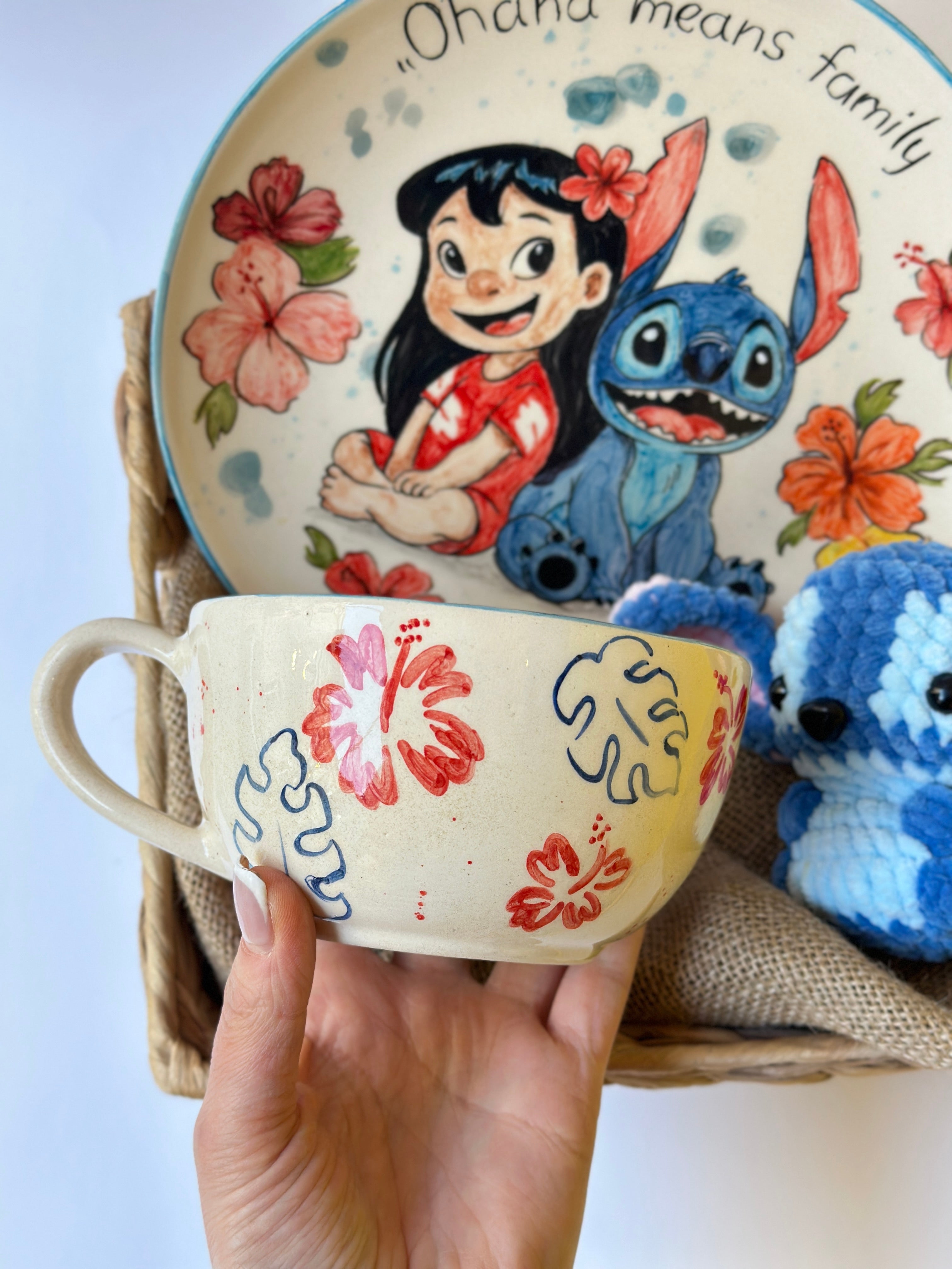 Stitch handmade gift box (plate,mug,keychan)