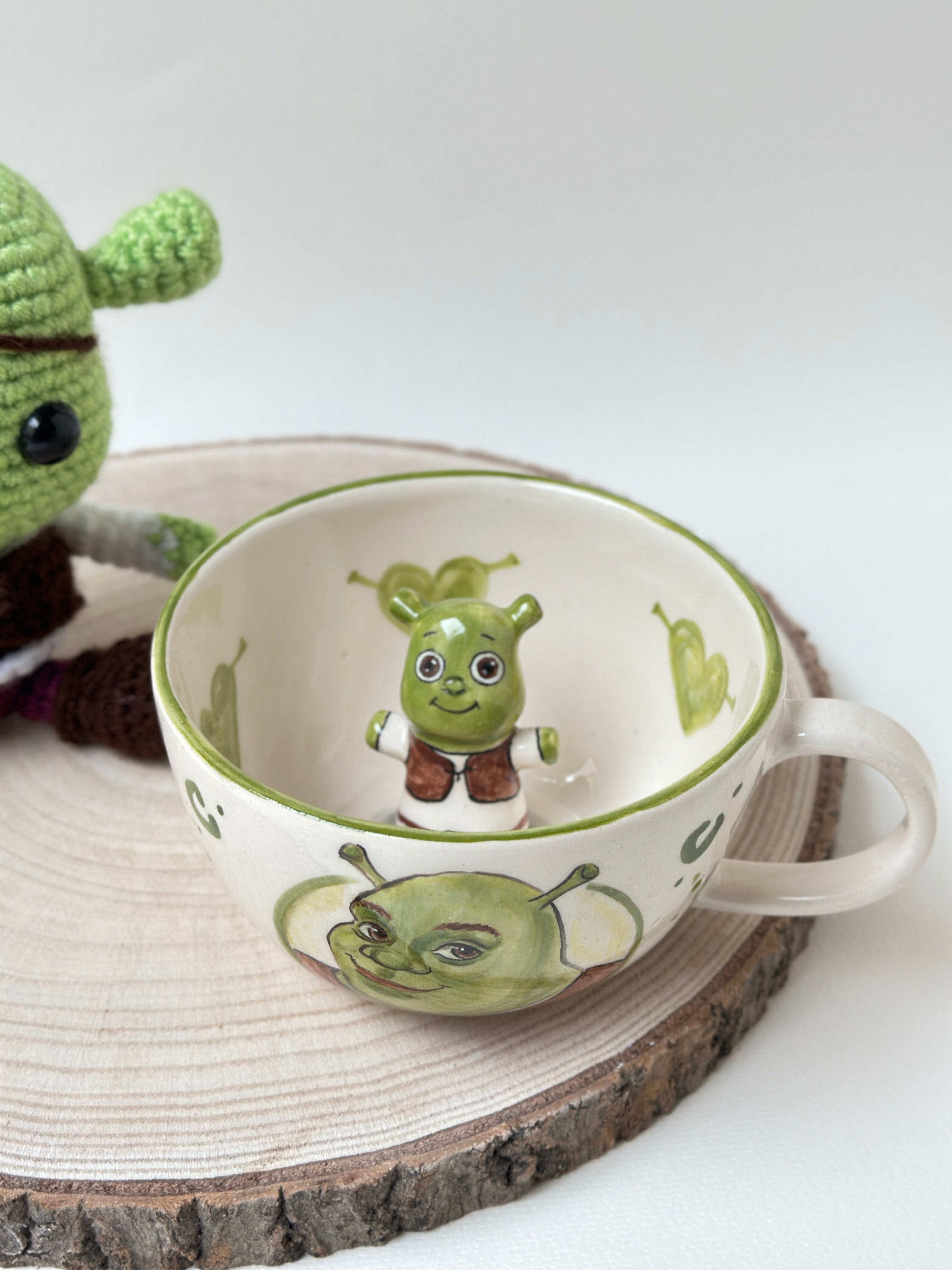 Shrek mug and toy handmade