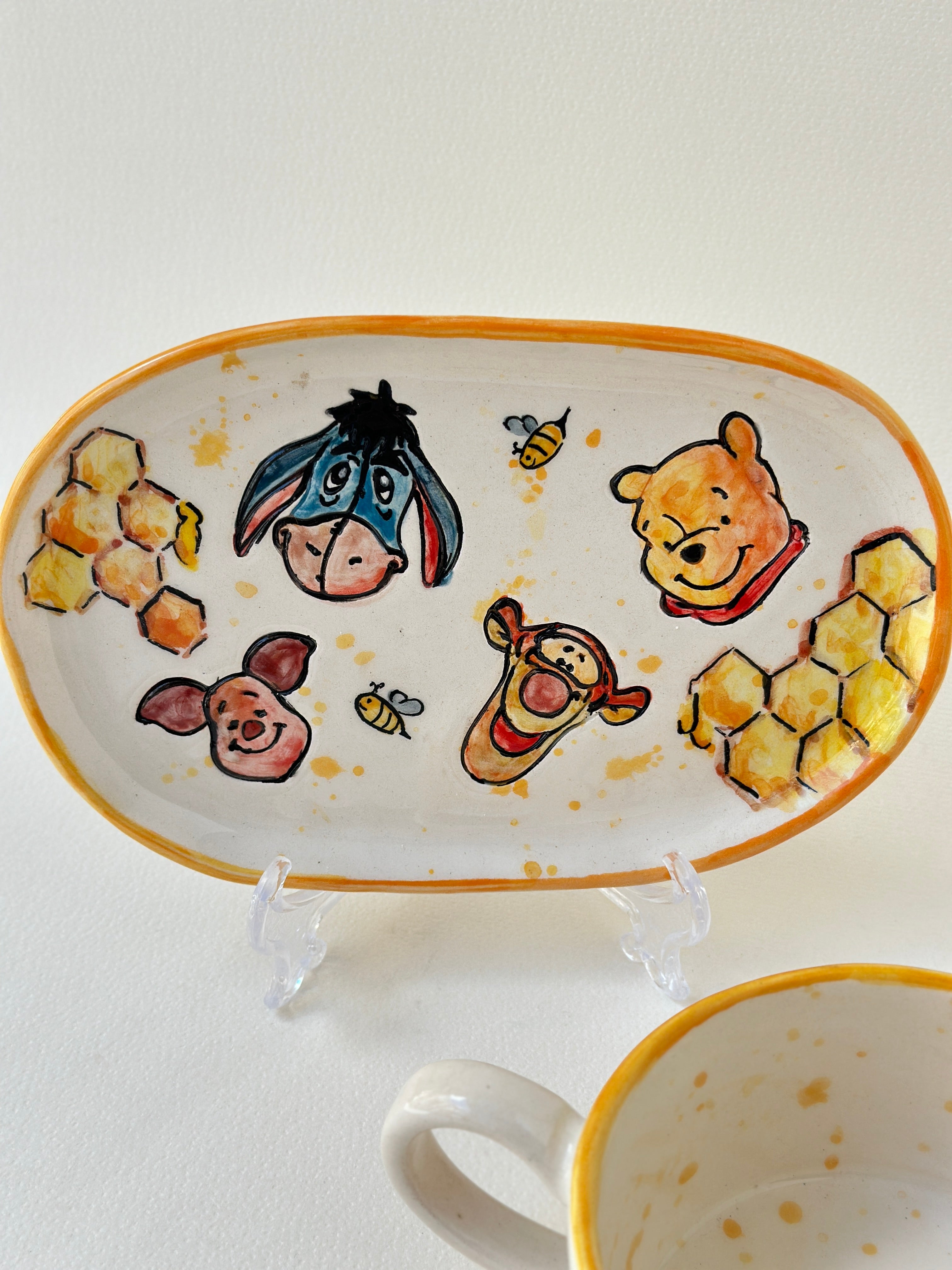 Winni The Pooh handmade plate and mug