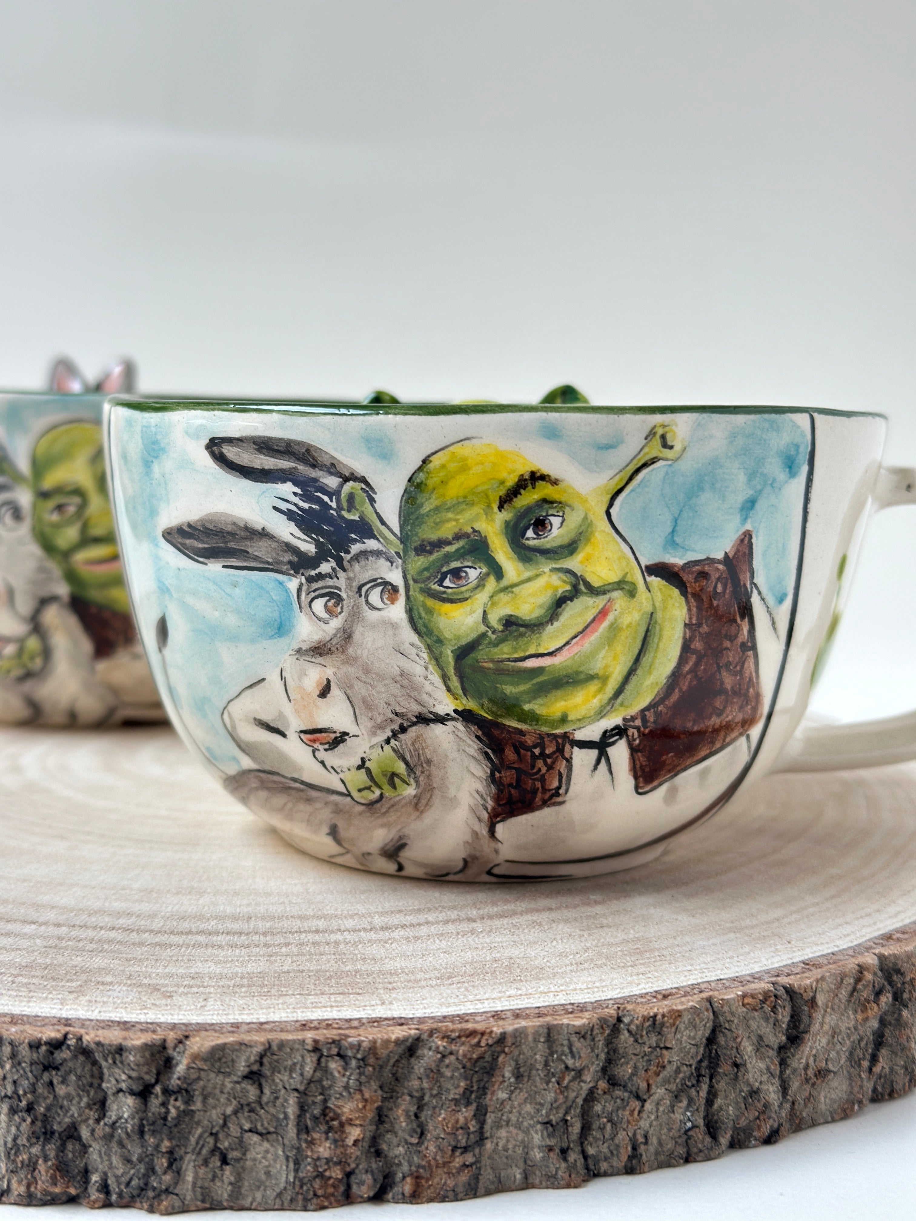 Shrek and Donkey handmade mugs