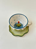 Frog handmade mug and plate
