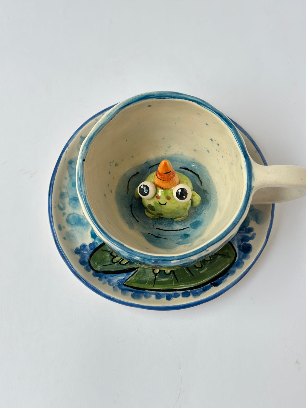 Frog handmade mug and plate