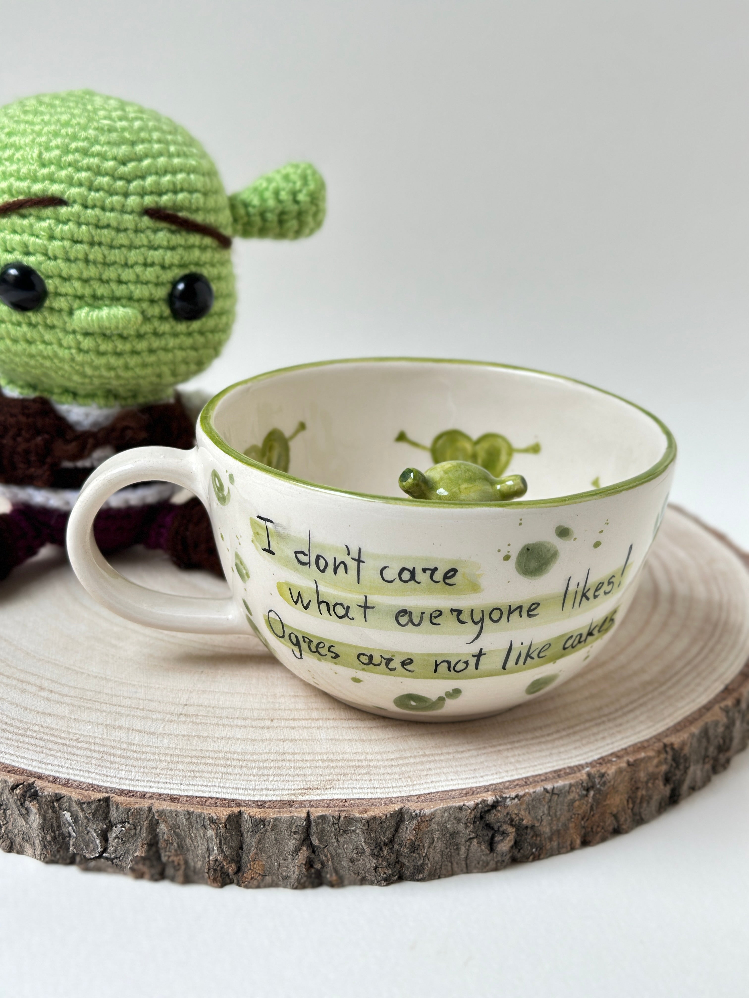 Shrek mug and toy handmade