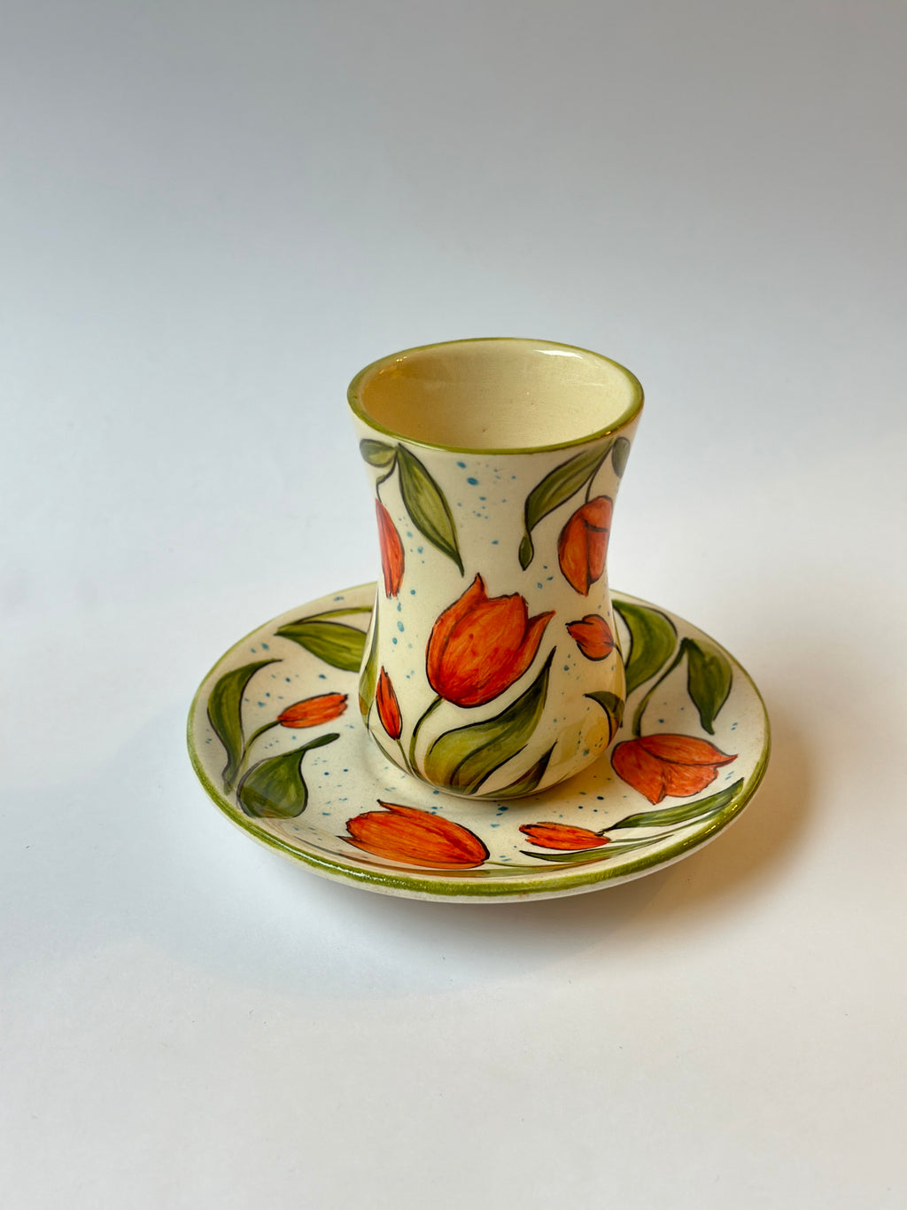 Tulip handmade cup and plate