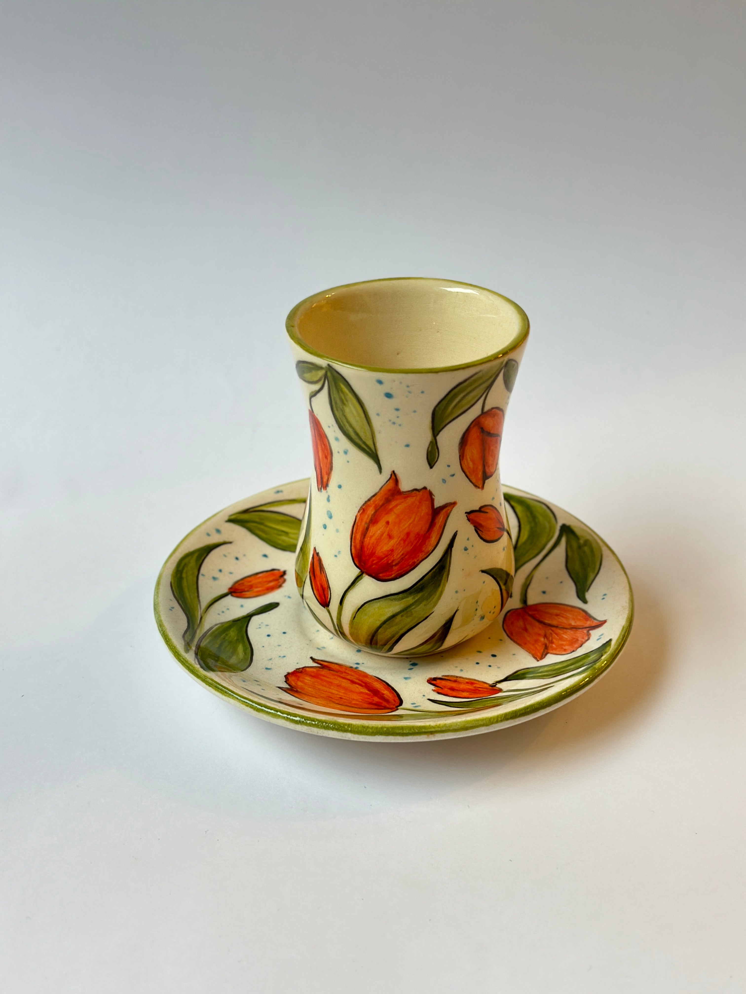 Tulip handmade cup and plate