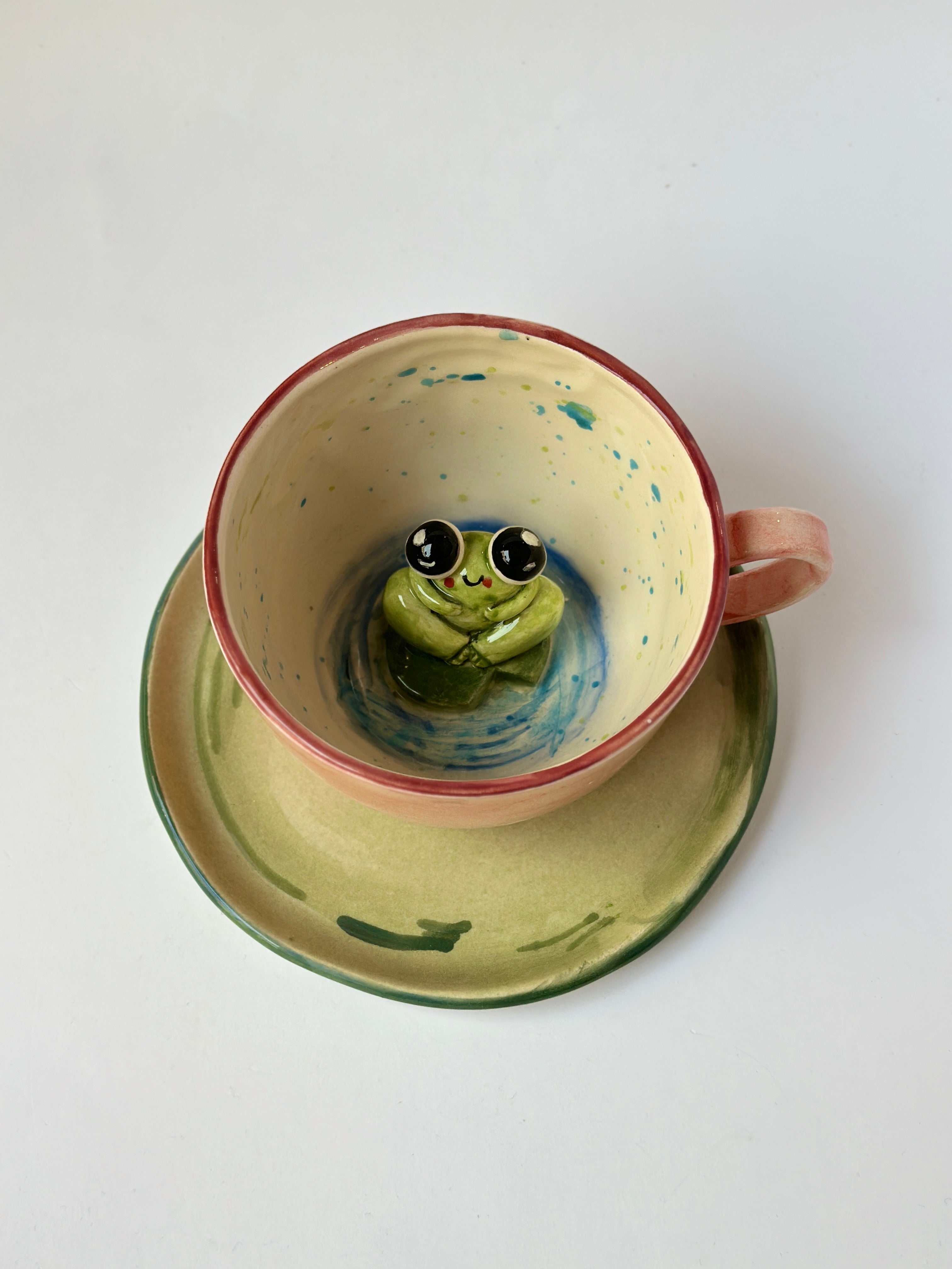 Frog handmade mug and plate