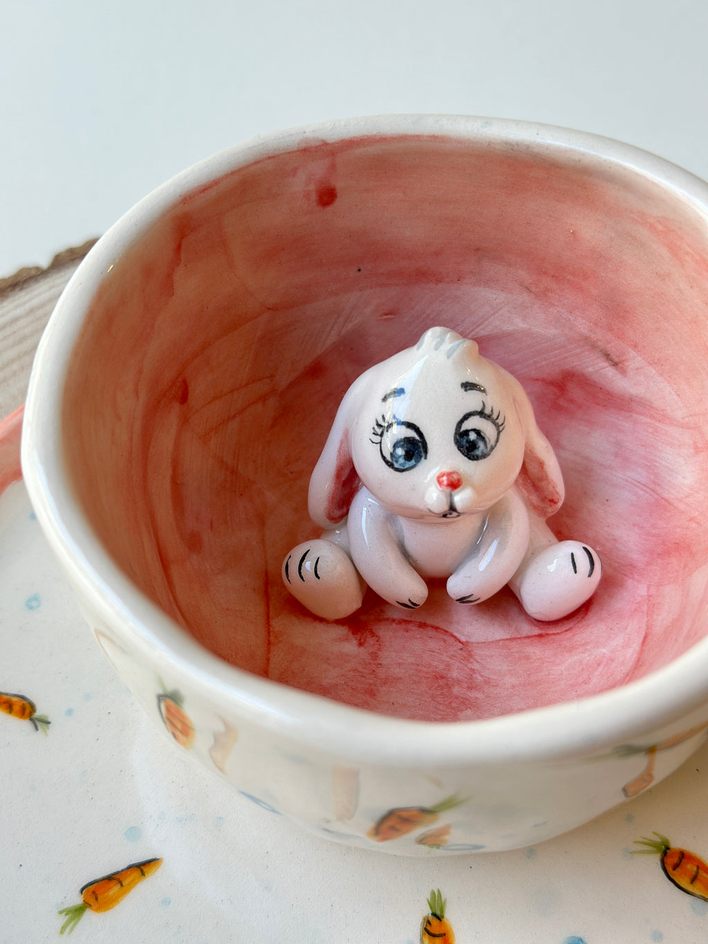 Rabbit handmade mug and plate