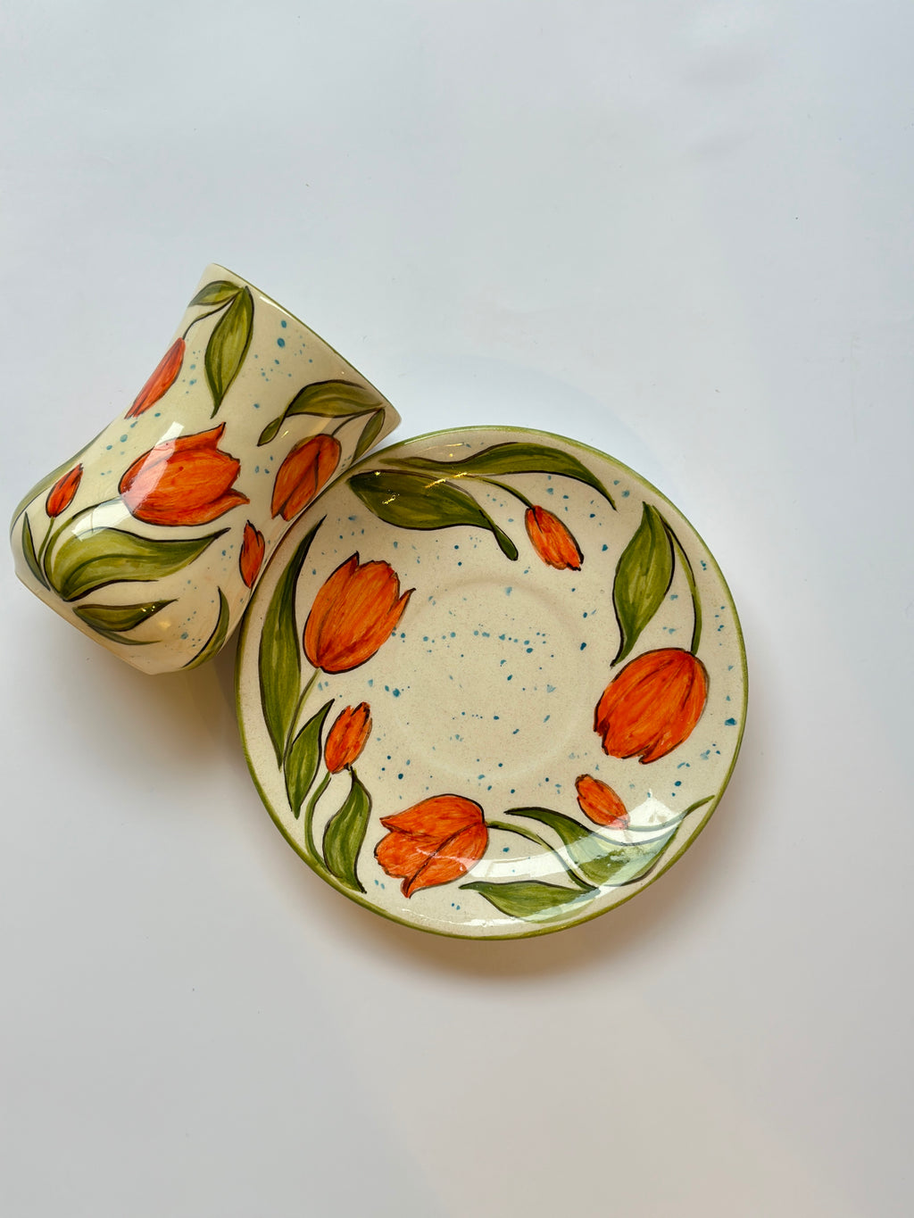Tulip handmade cup and plate