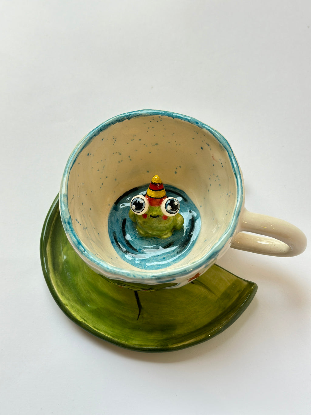 Frog handmade cup and plate