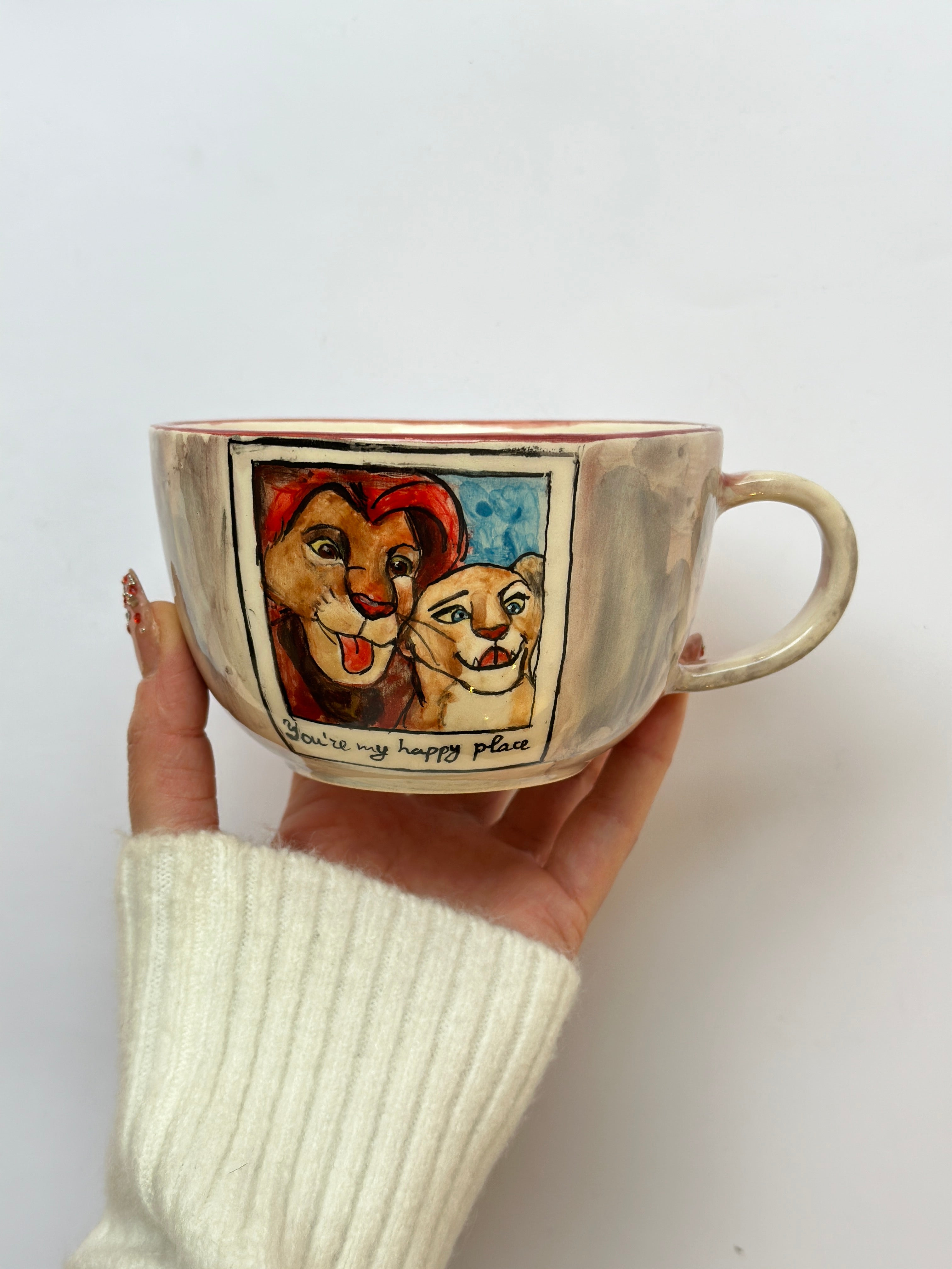 Simba and Nala handmade mug