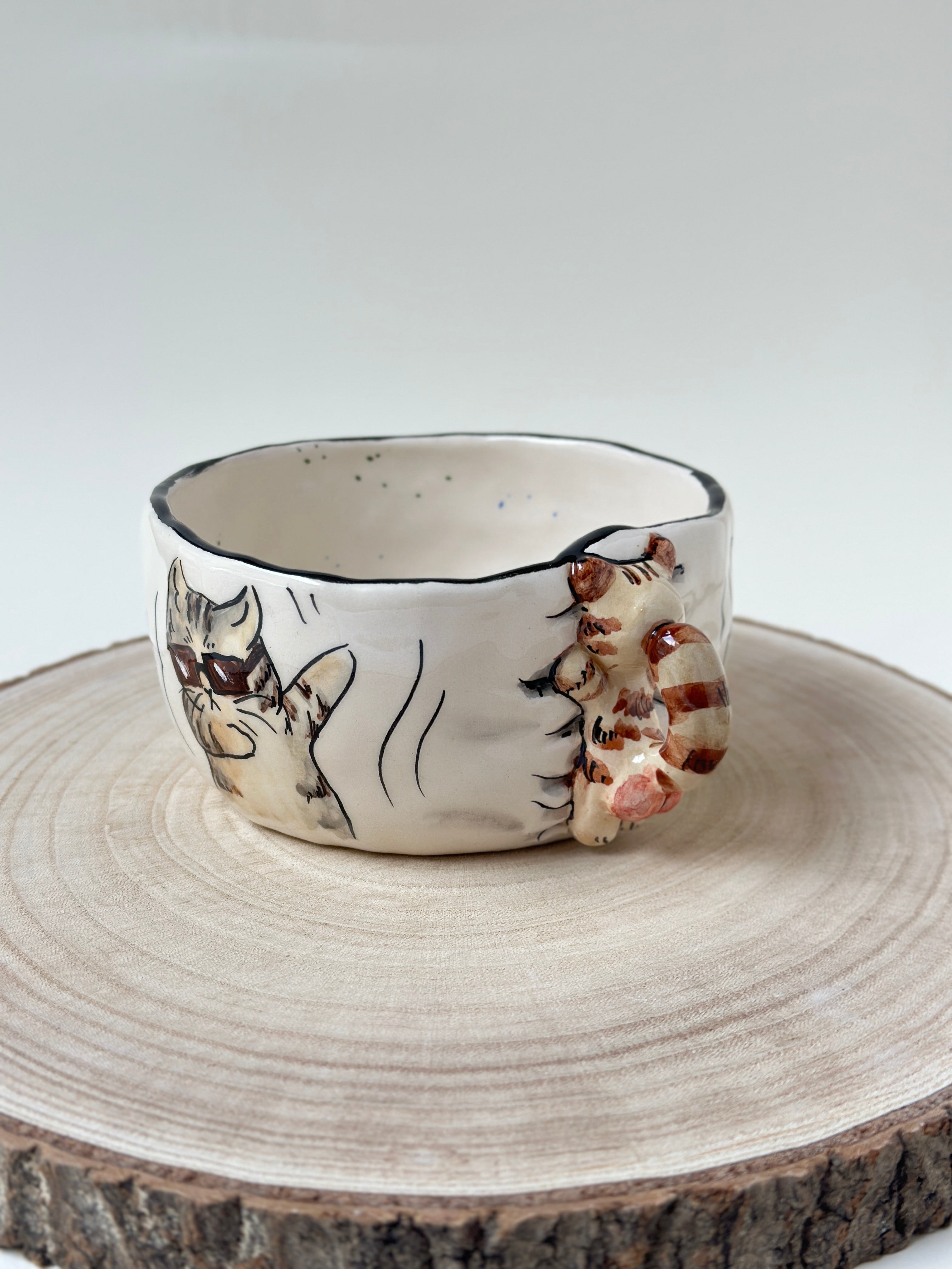 Cat handmade bowl