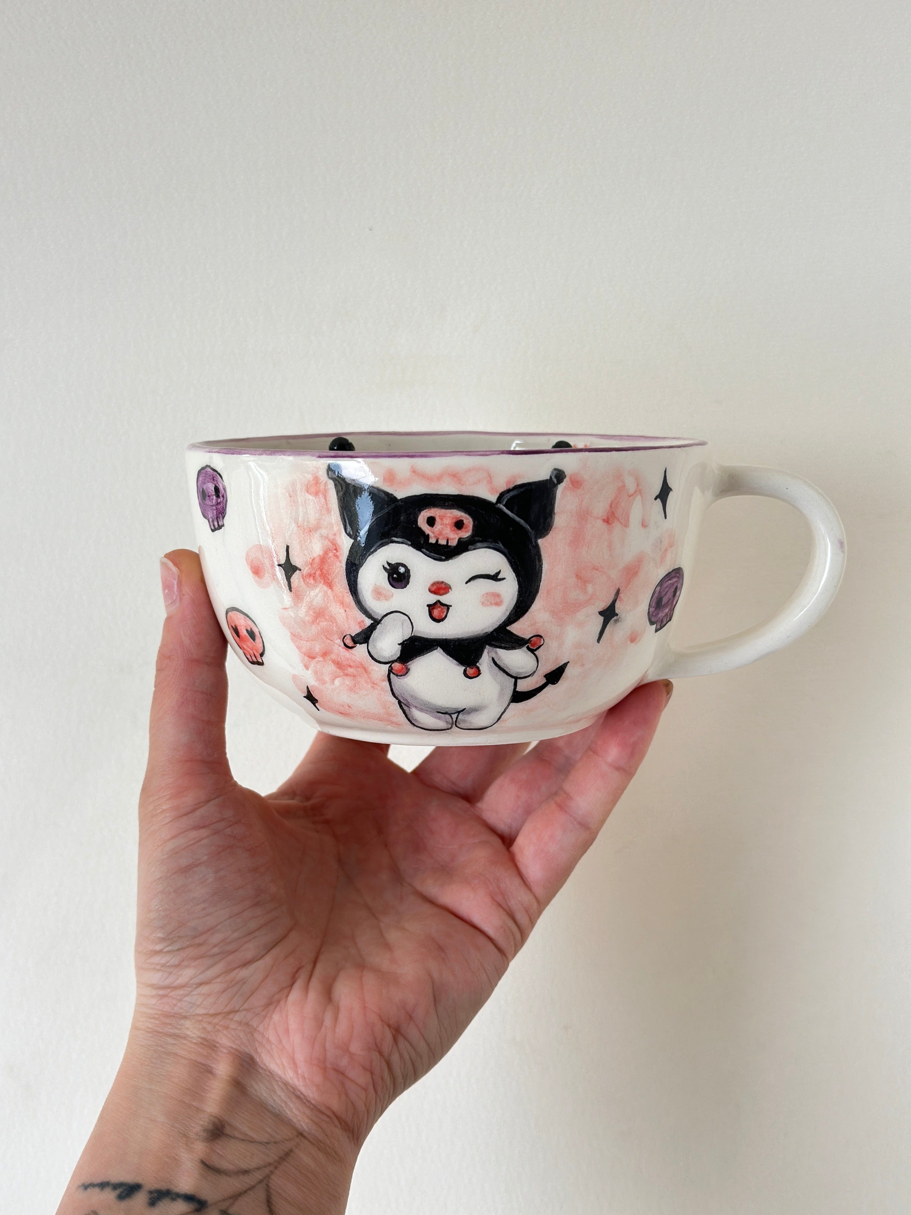 Black cat witch a black hat handmade mug