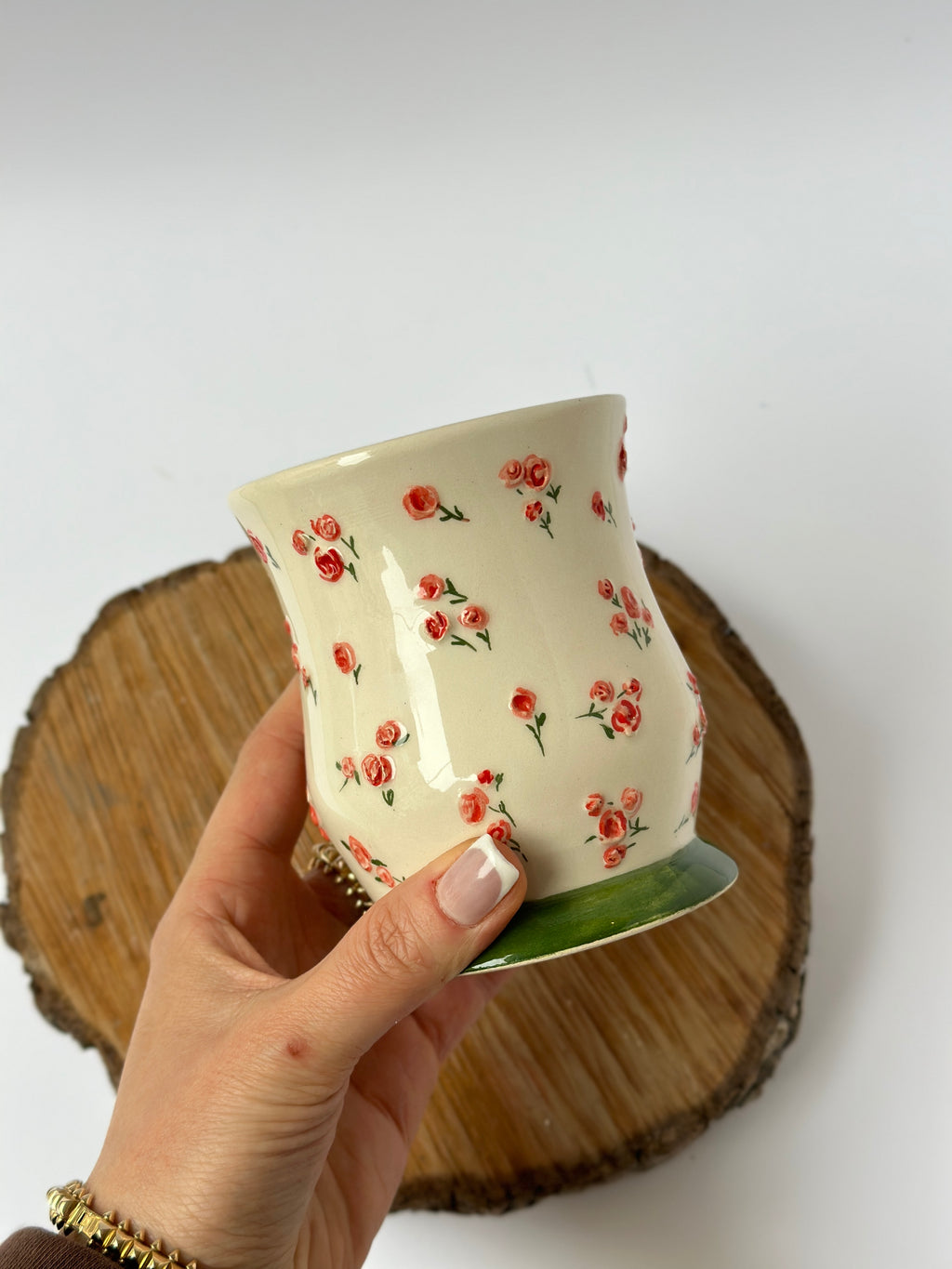 Handmade mug flowers roses