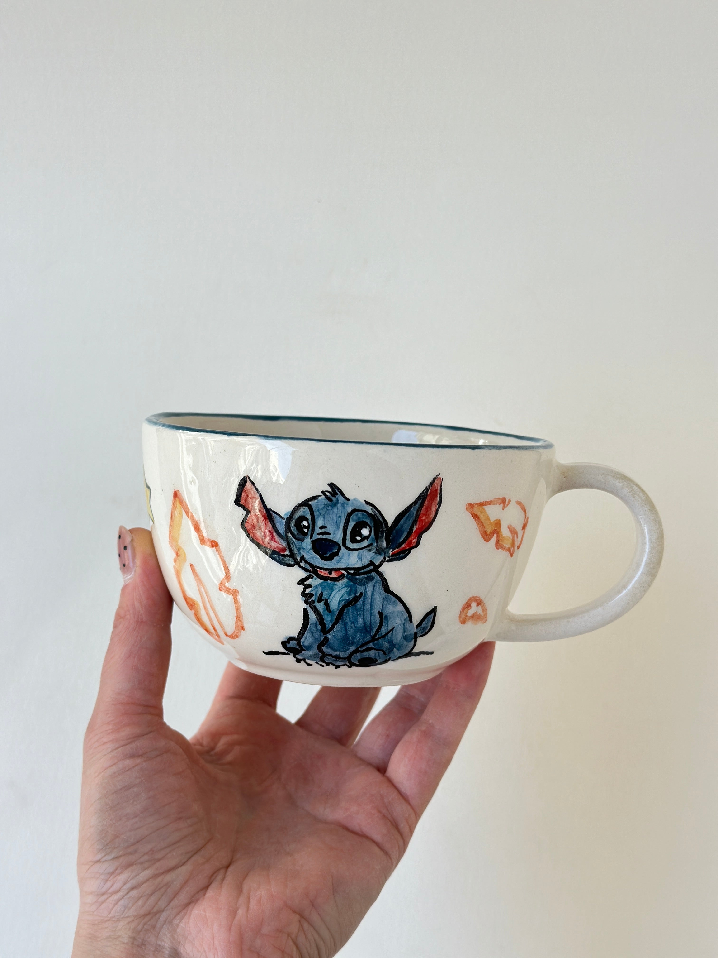 Blue big-eared handmade mug