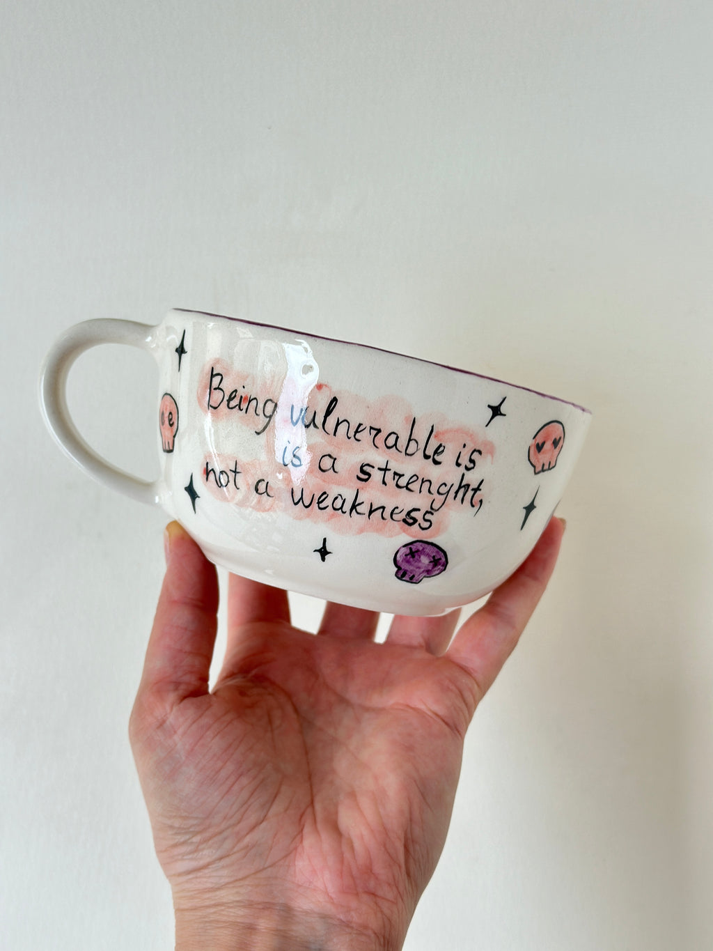 Black cat witch a black hat handmade mug