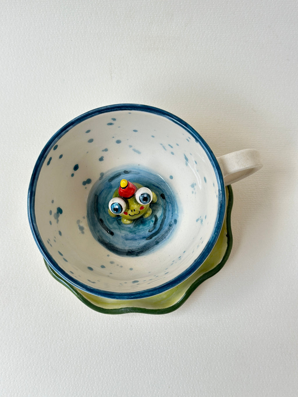 Frog handmade mug and plate