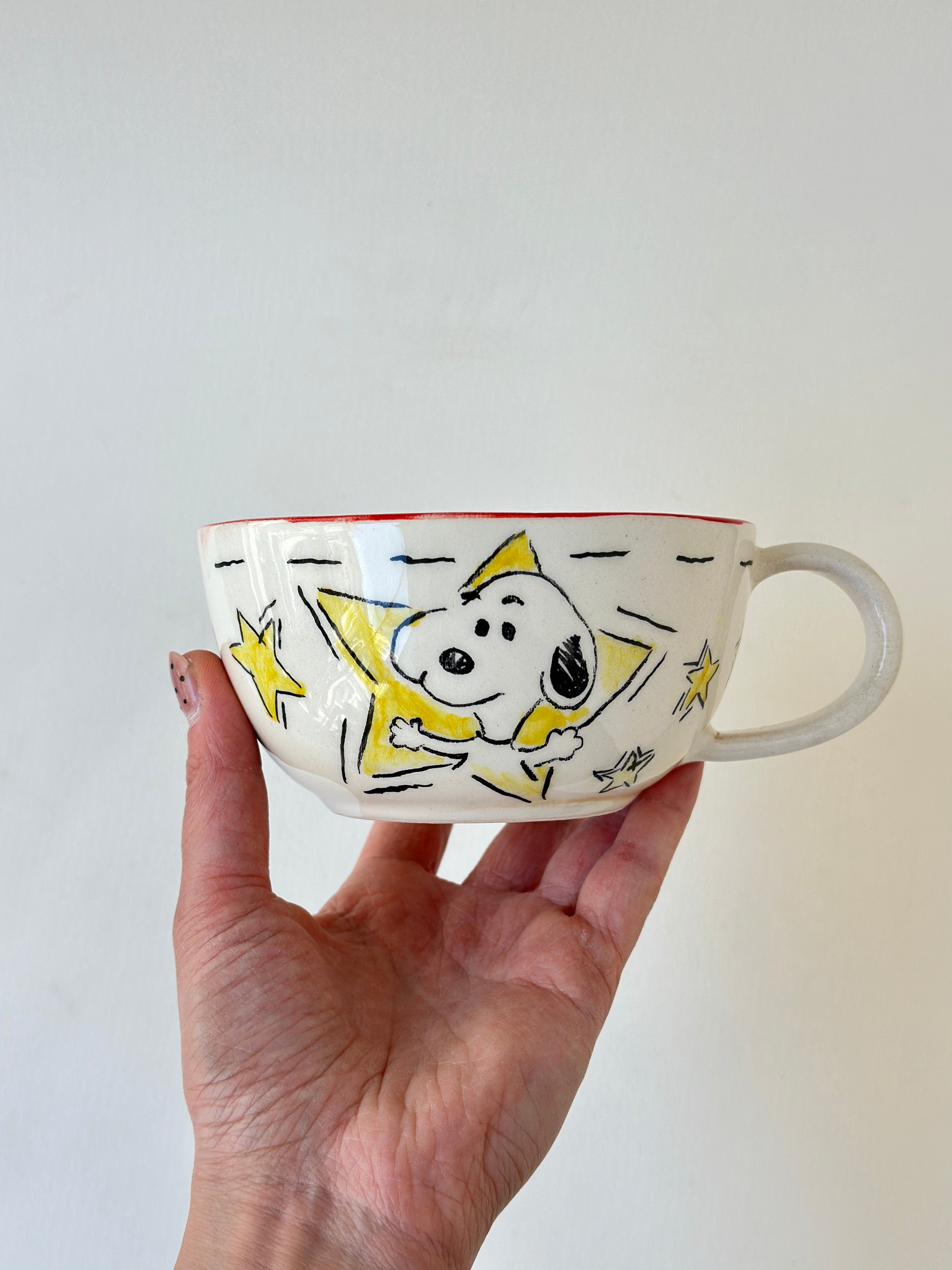 White dog handmade mug