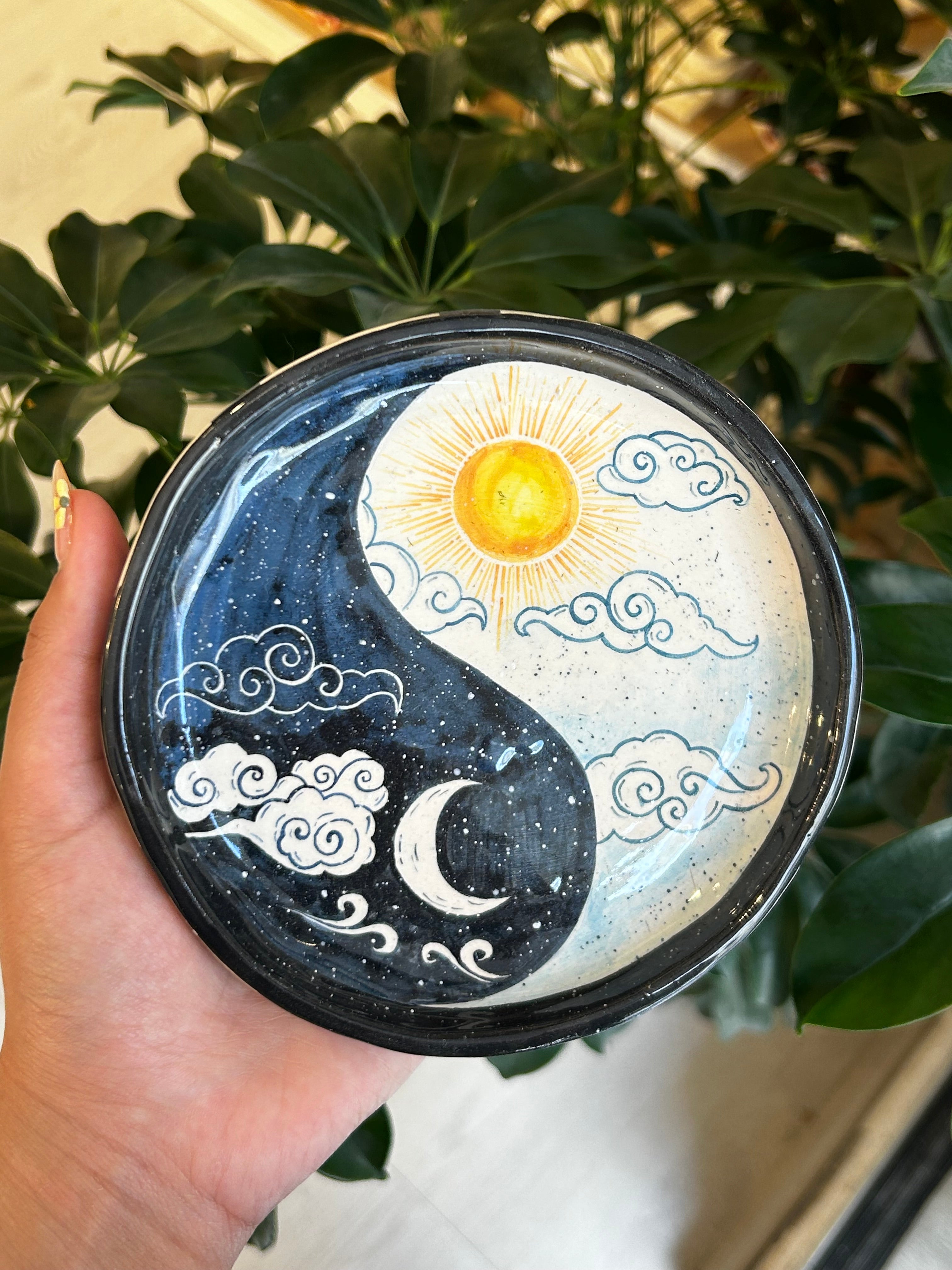 Ceramic handmade plate. Suitable for use conditions. Perfect gift product