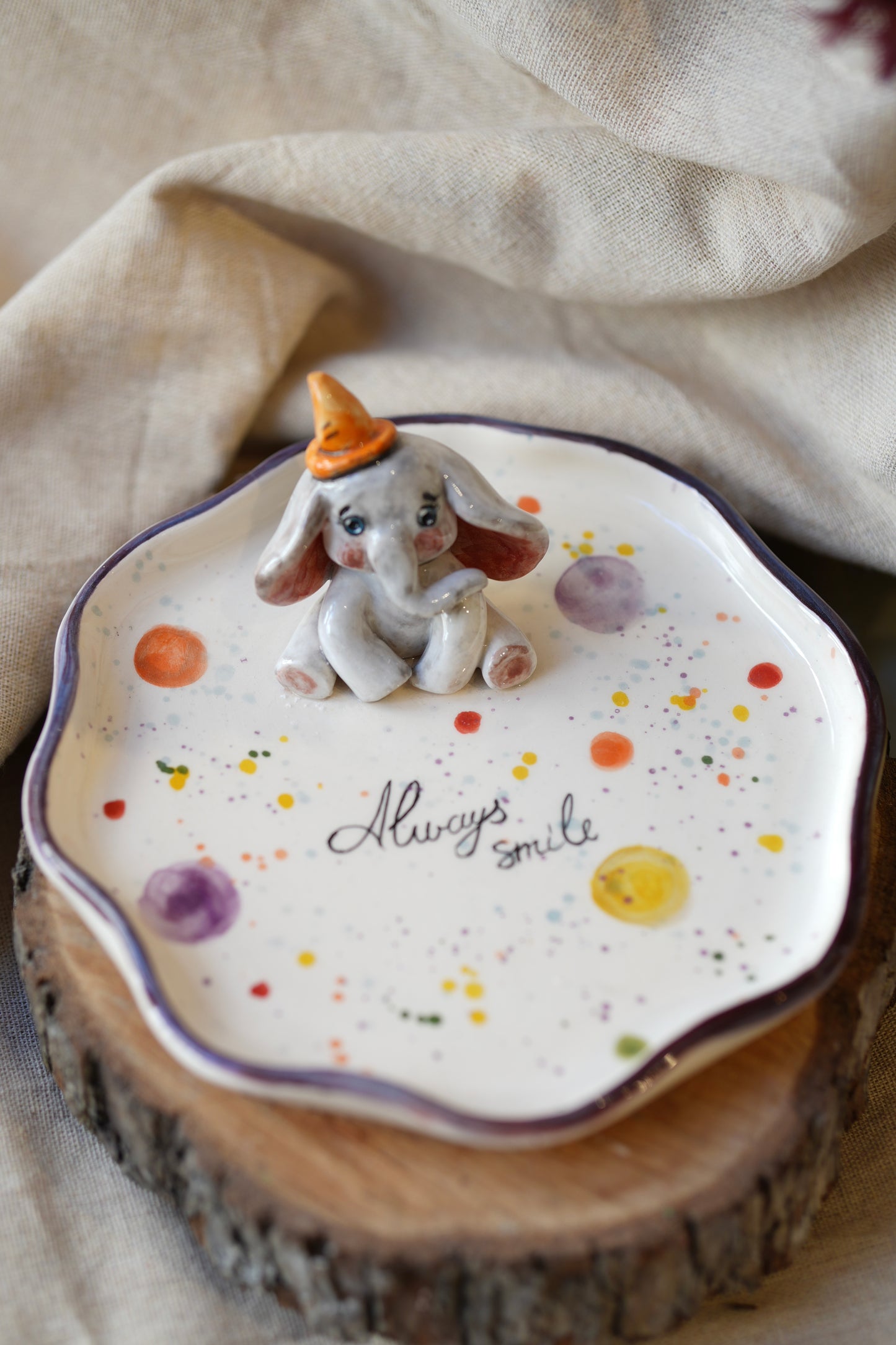Elephant handmade plate