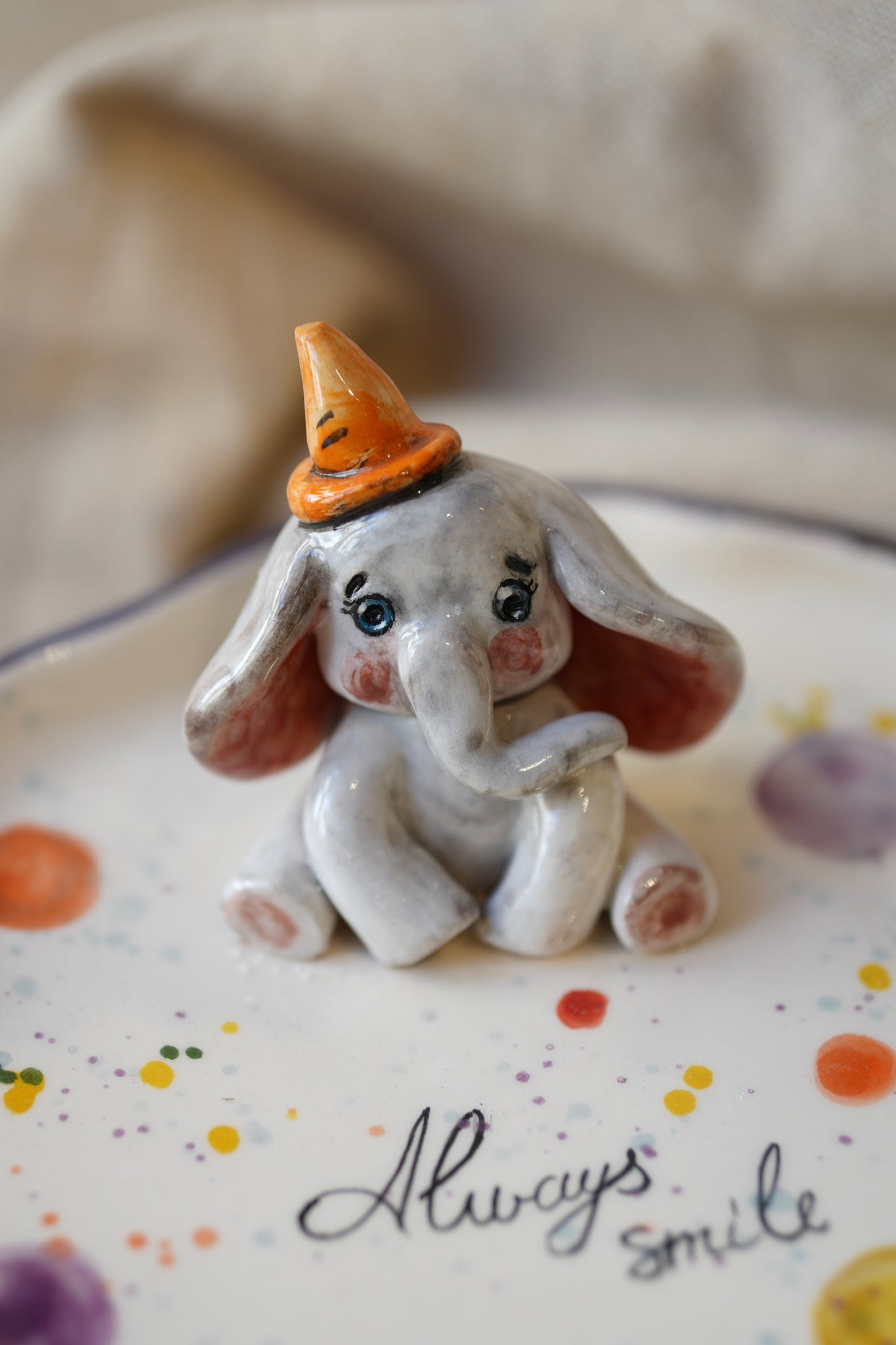 Elephant handmade plate