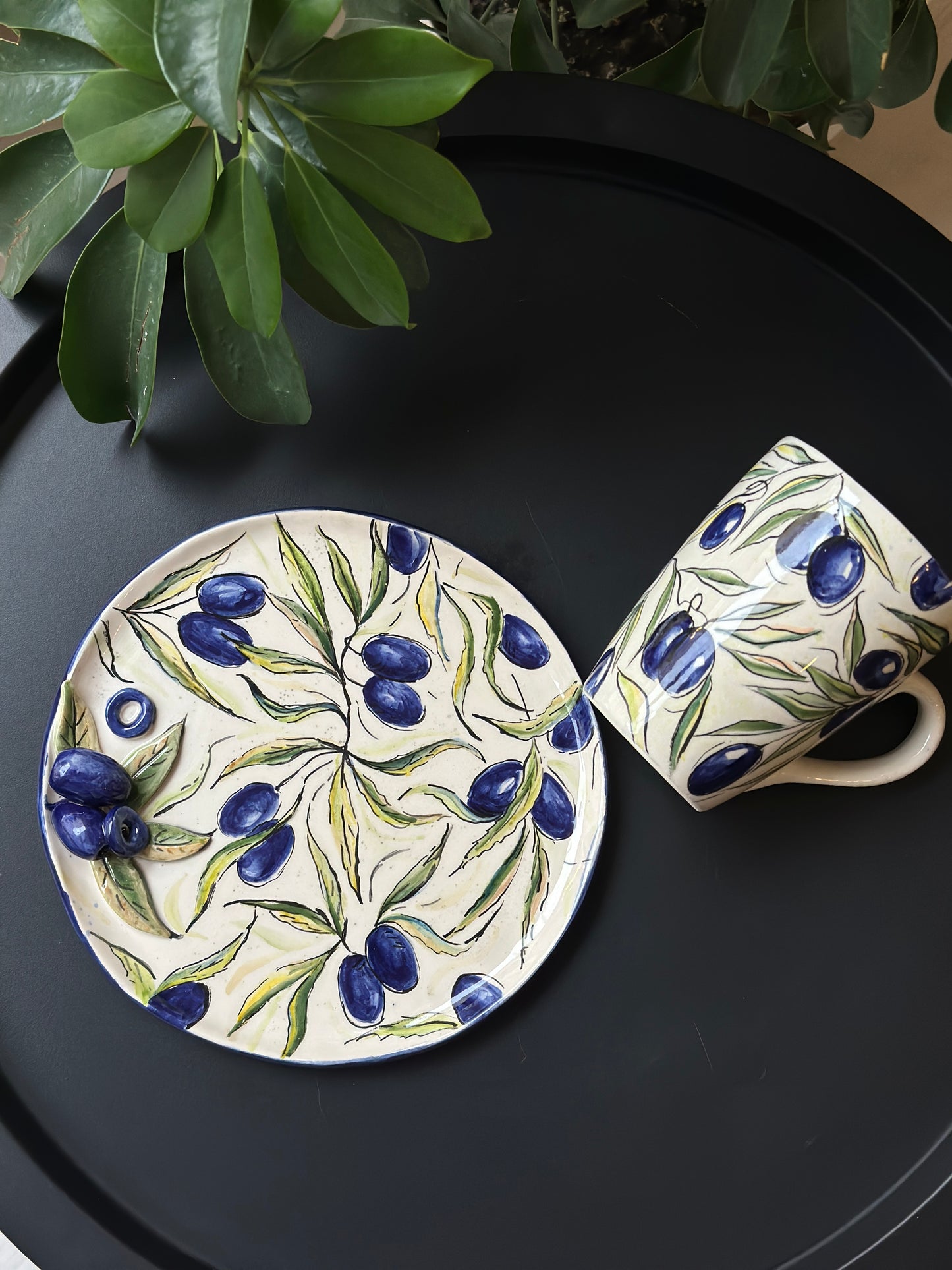 handmade olive plate and cup 🫒