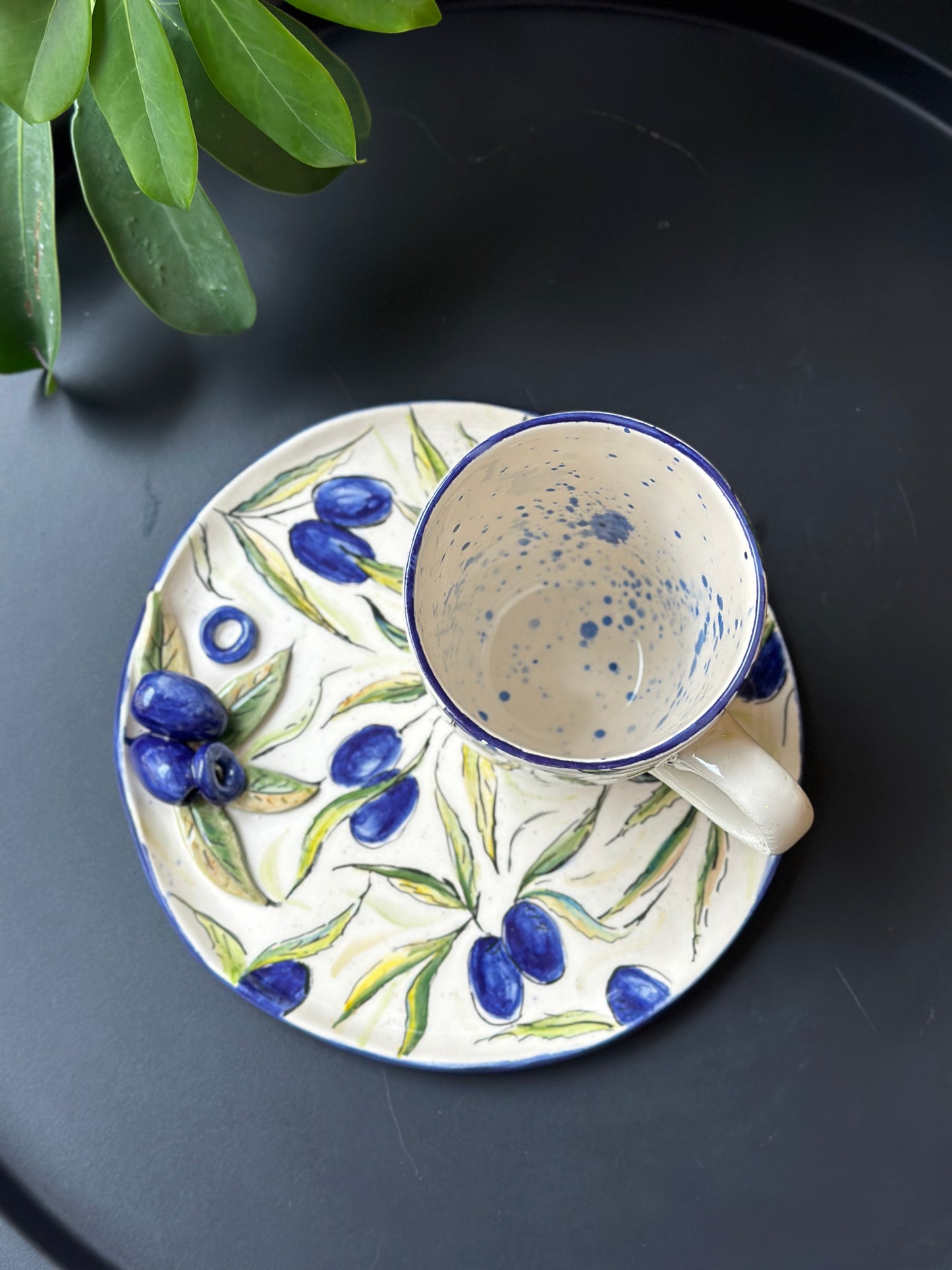 handmade olive plate and cup 🫒