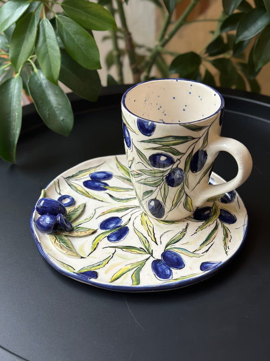 handmade olive plate and cup 🫒